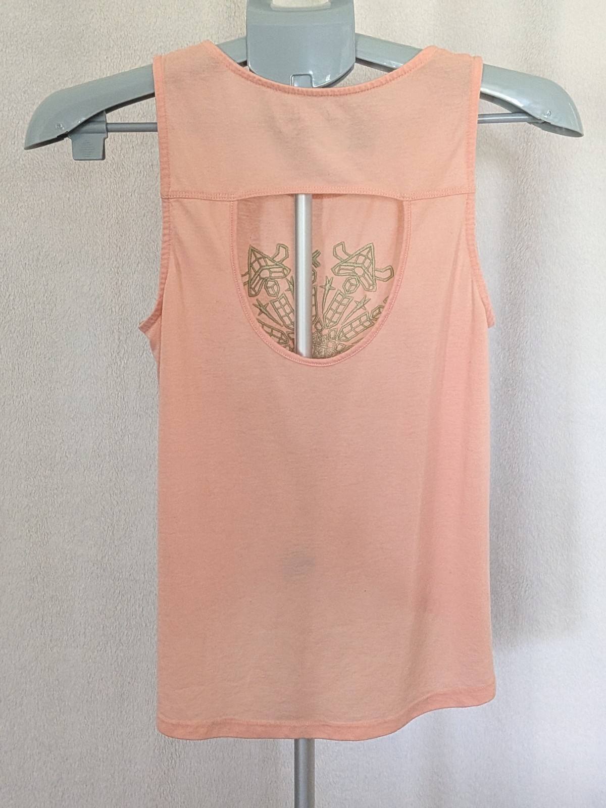 Dream Out Loud by Selena Gomez Tank Top Size M Peach Coral High Low Embroidered