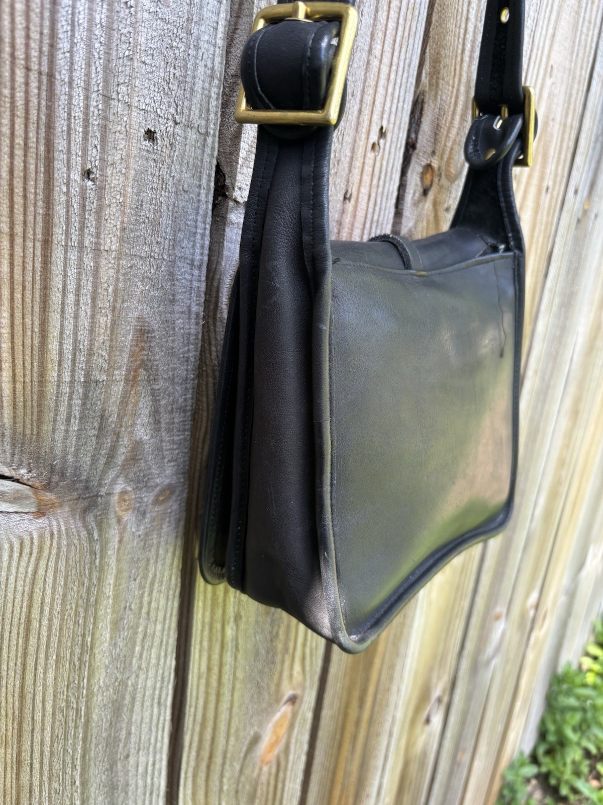 RARE Coach Pre Creed 1973 1970s Leather Hasp Bag Shoulder Bonnie Cashin Black