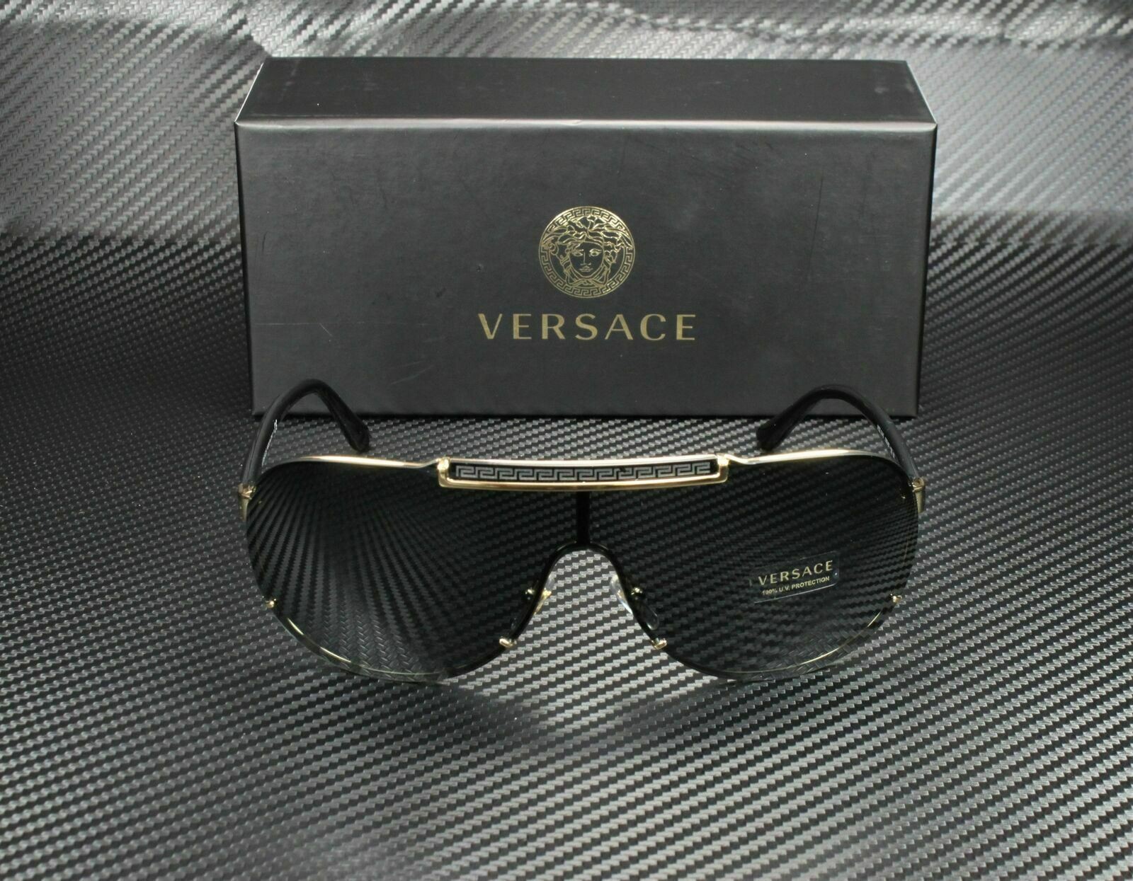 VERSACE VE2140 100287 Black Dark Grey Men’s Sunglasses 40 mm