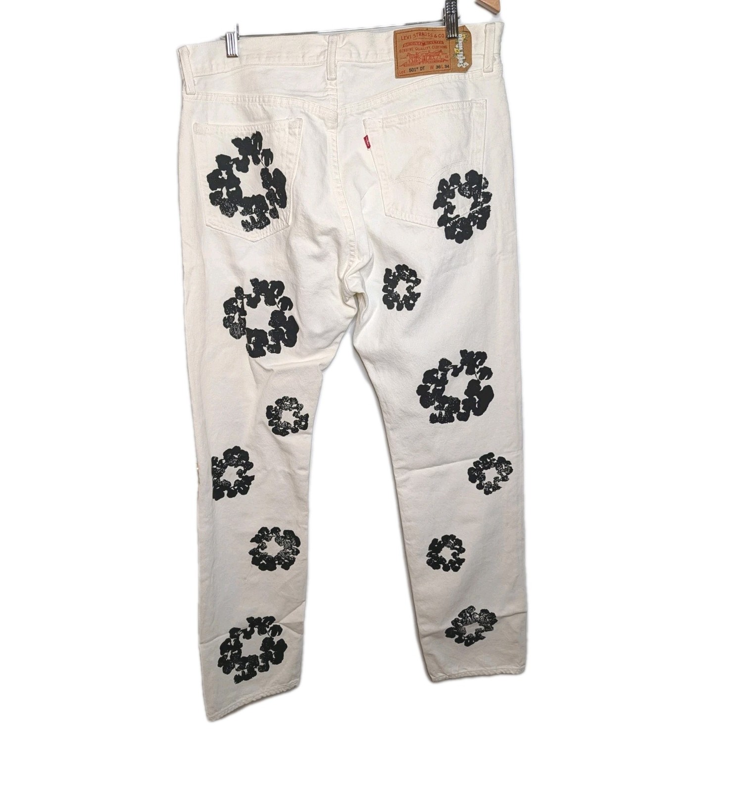 Levi’s Jeans X Denim Tears Floral Embroidered White Straight Men Size 36