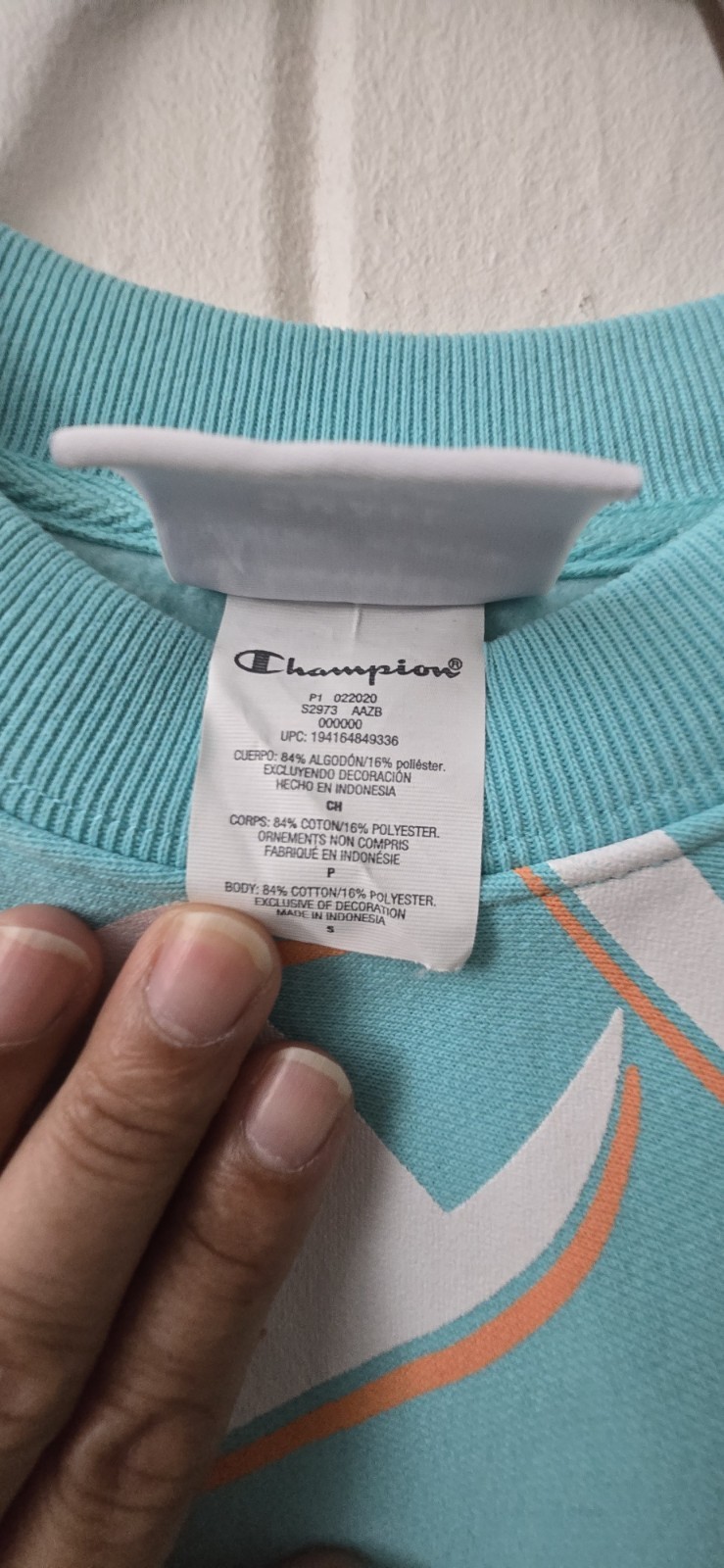 ​Champion Reverse Weave Sweatshirt Men’s Size Small Turquoise All Over Print New