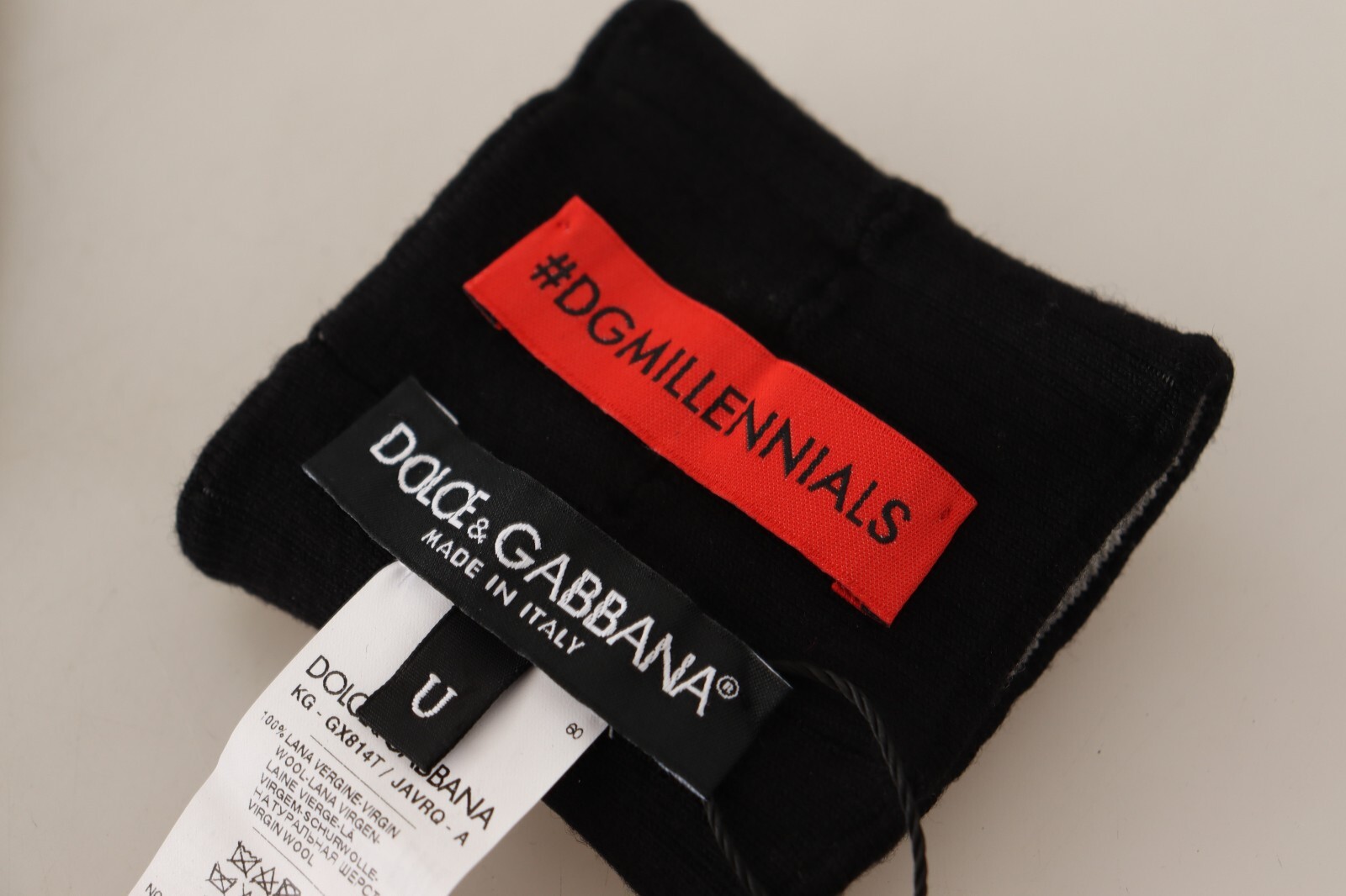 DOLCE & GABBANA Wristband Set White Black Wool Logo #DGMILLENNIALS 8cm x 9cm