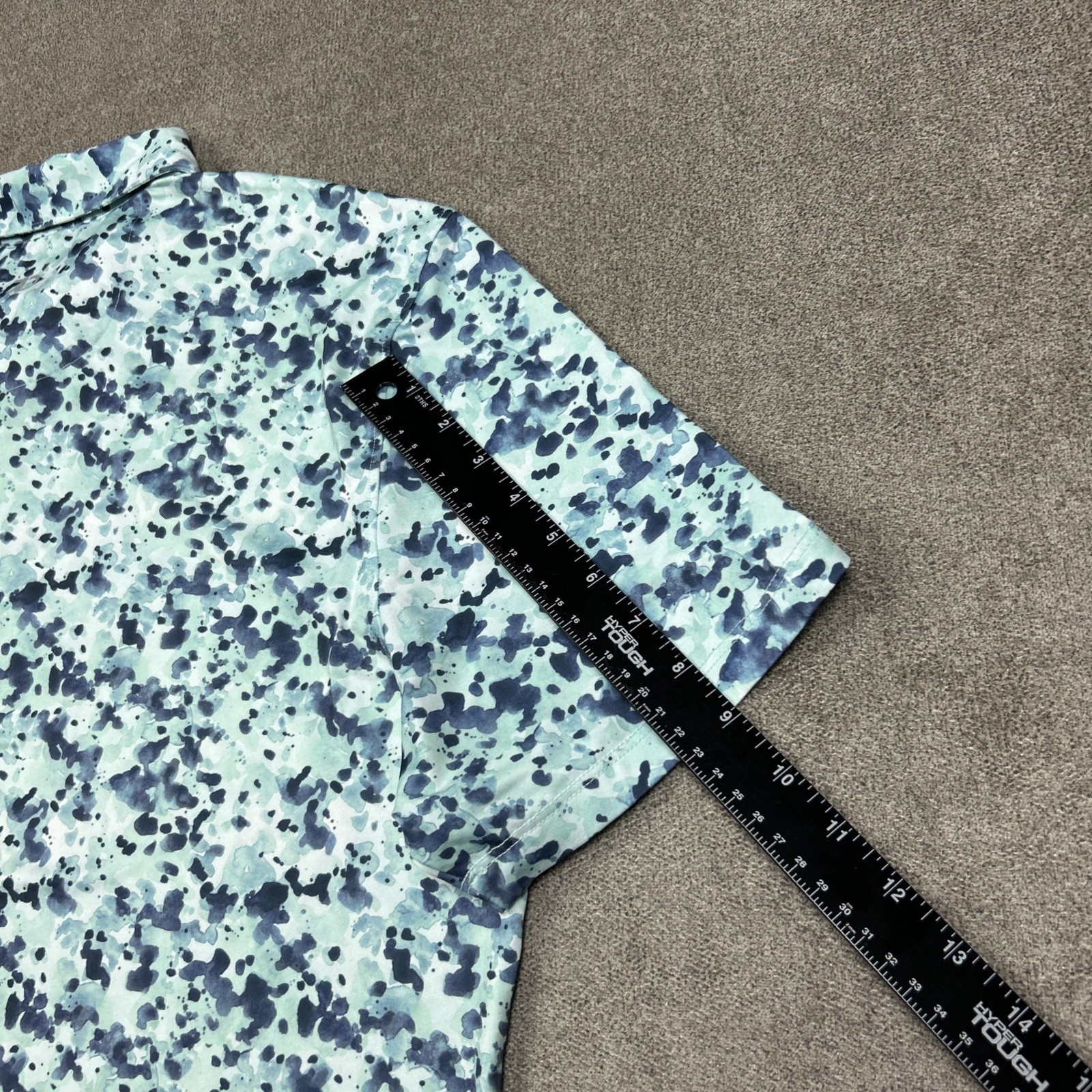 7 Diamonds Shirt Mens Large Performance Golf Polo Blue Green Watercolor Stretch