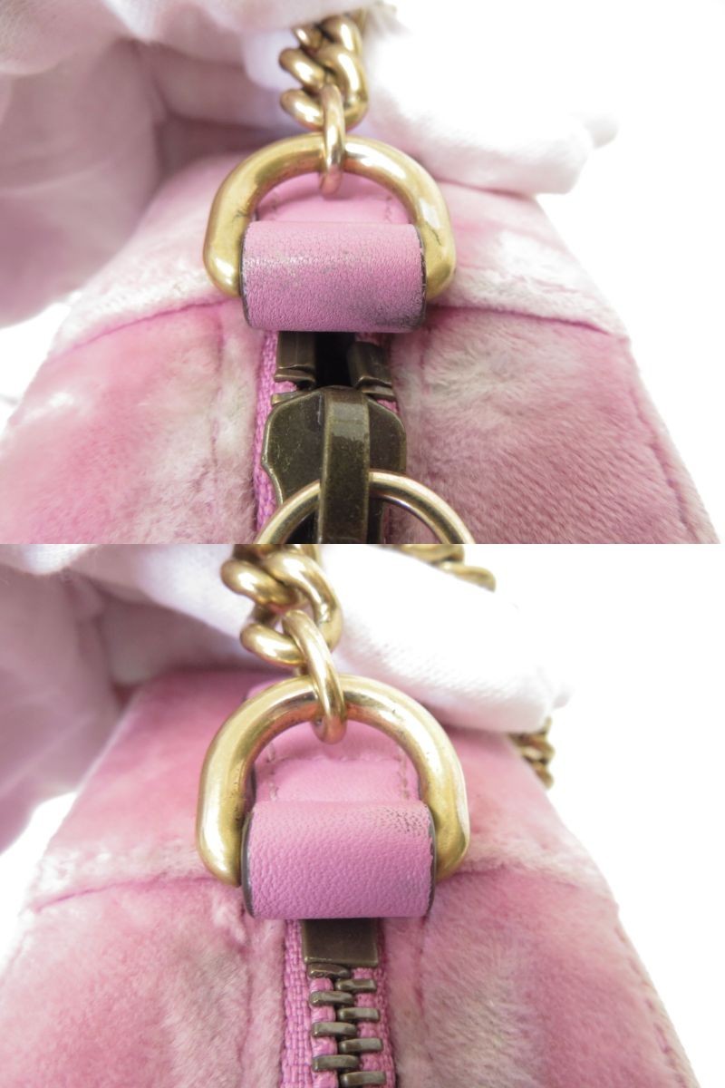 Authentic Gucci GG Marmont V Stitch Velvet Chain Shoulder Bag I#51036