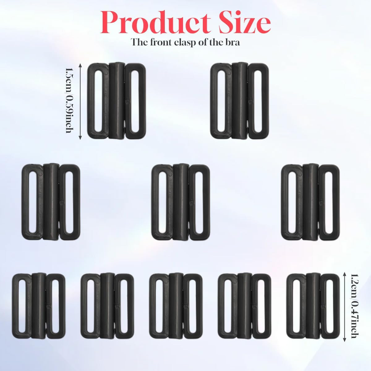10Pcs Black Plastic Bra Strap Hooks Front Closure Hook Buckles Clasp Fasteners