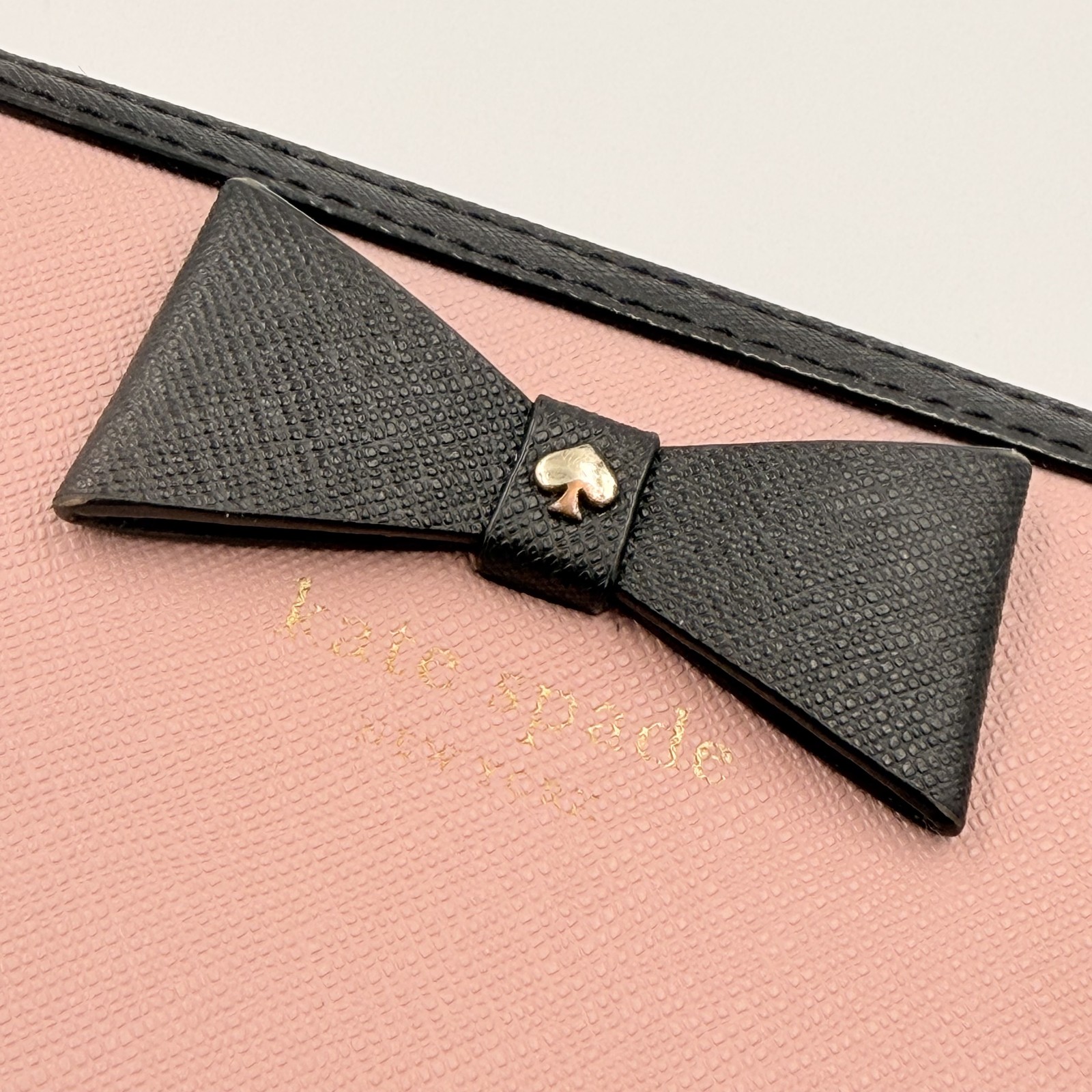 Kate Spade Long Wallet Leather Black Pink Bifold Purse Vietnam Women Authentic