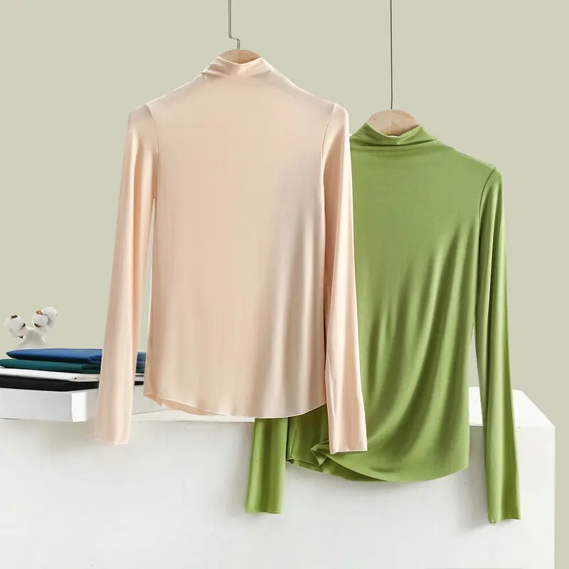 Hot Sale Womens Fashion hot tops High Neck T Shirt Undershirt Long Sleeve