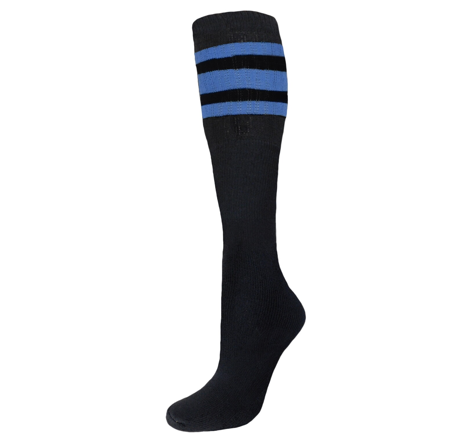 12 PAIRS BLACK STRIPED TUBE SOCKS COTTON FULL CUSHION OLD SCHOOL SOCKS 22 INCH