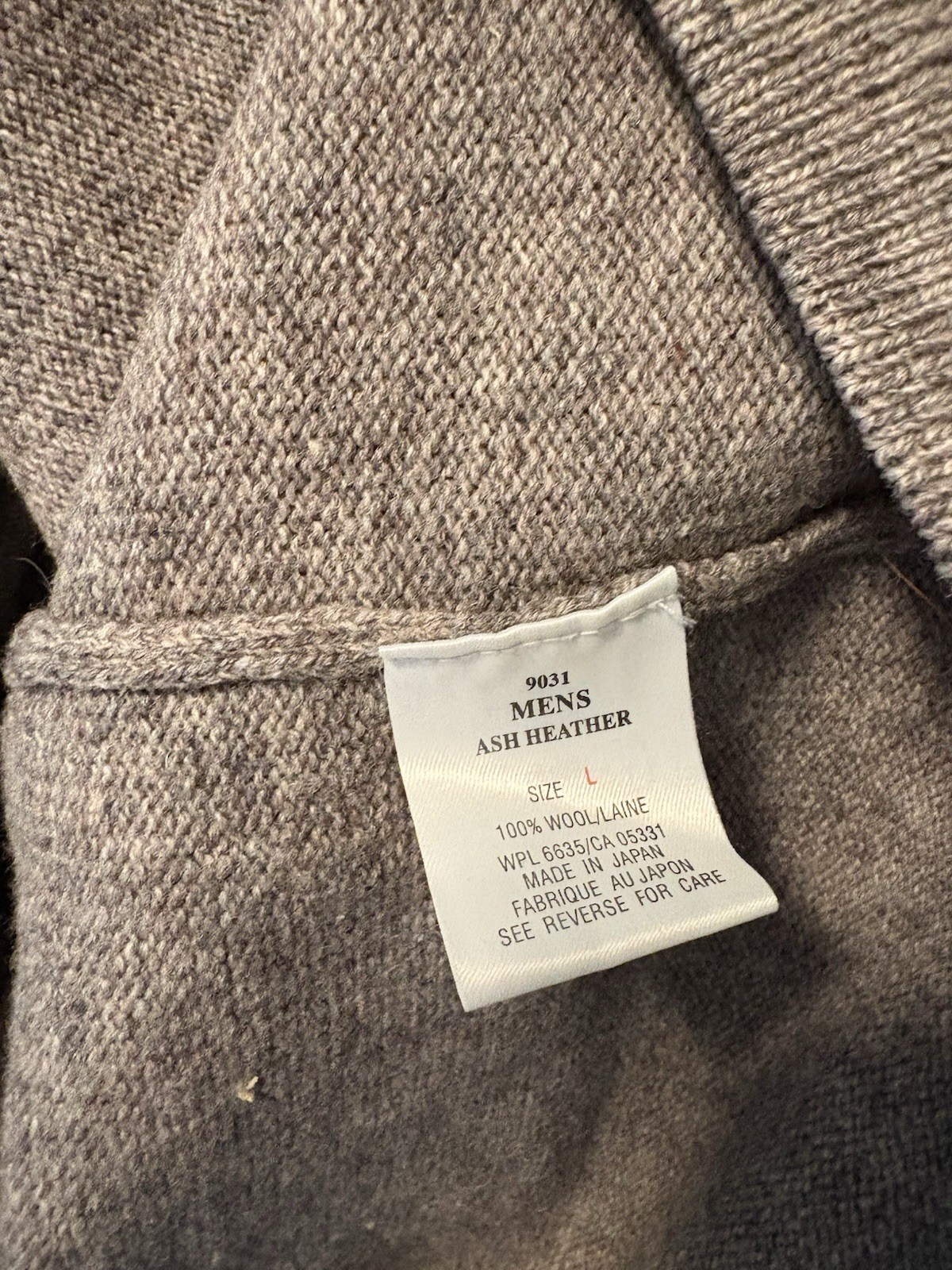 Woolrich Ash Heather Tan 100% Wool Crewneck Pullover Men’s Sweater Size L Large