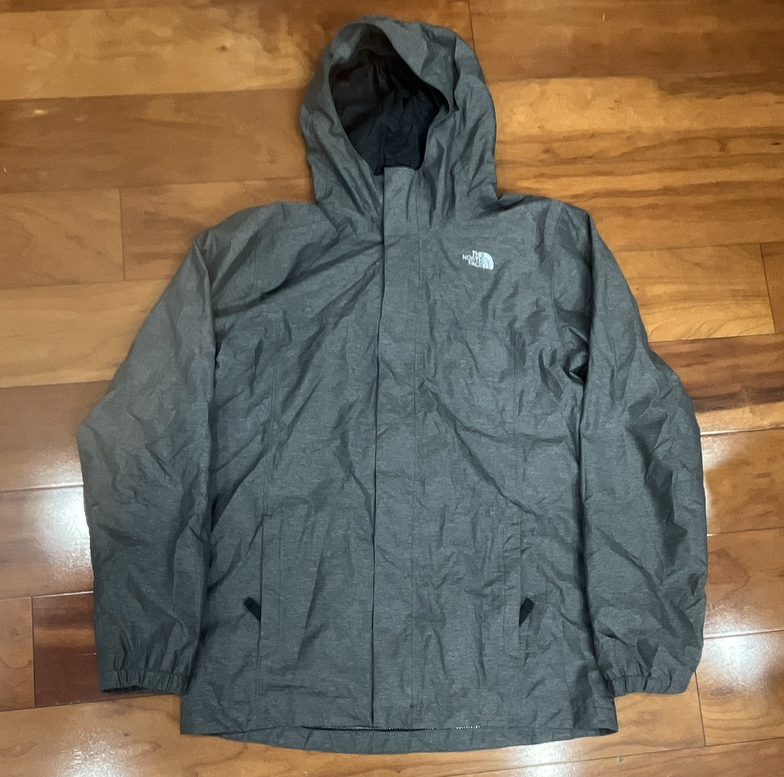 The North Face Men’s Gray Hooded Full Zip Jacket w/ Pockets Mid-Length XL