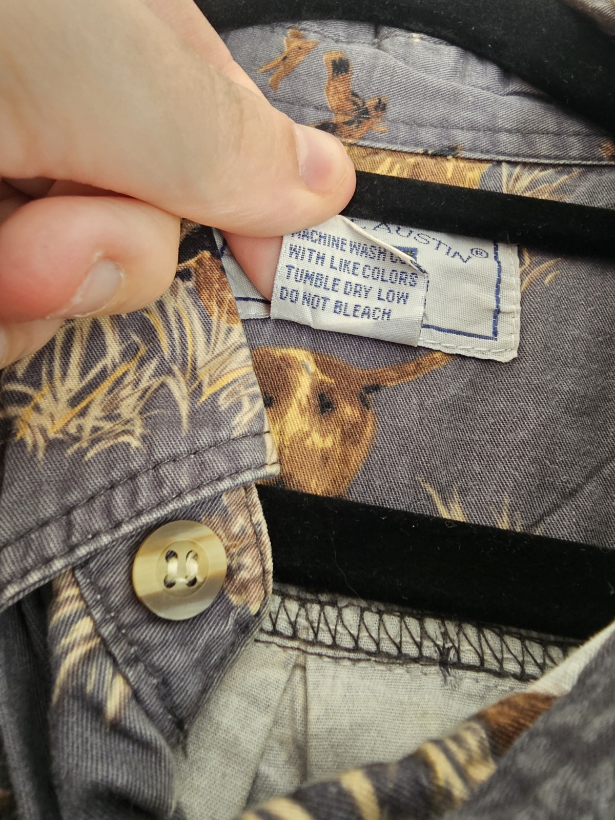 Michael Austin Vintage 100% Cotton Hunting Dog & Duck Print Shirt Size Medium