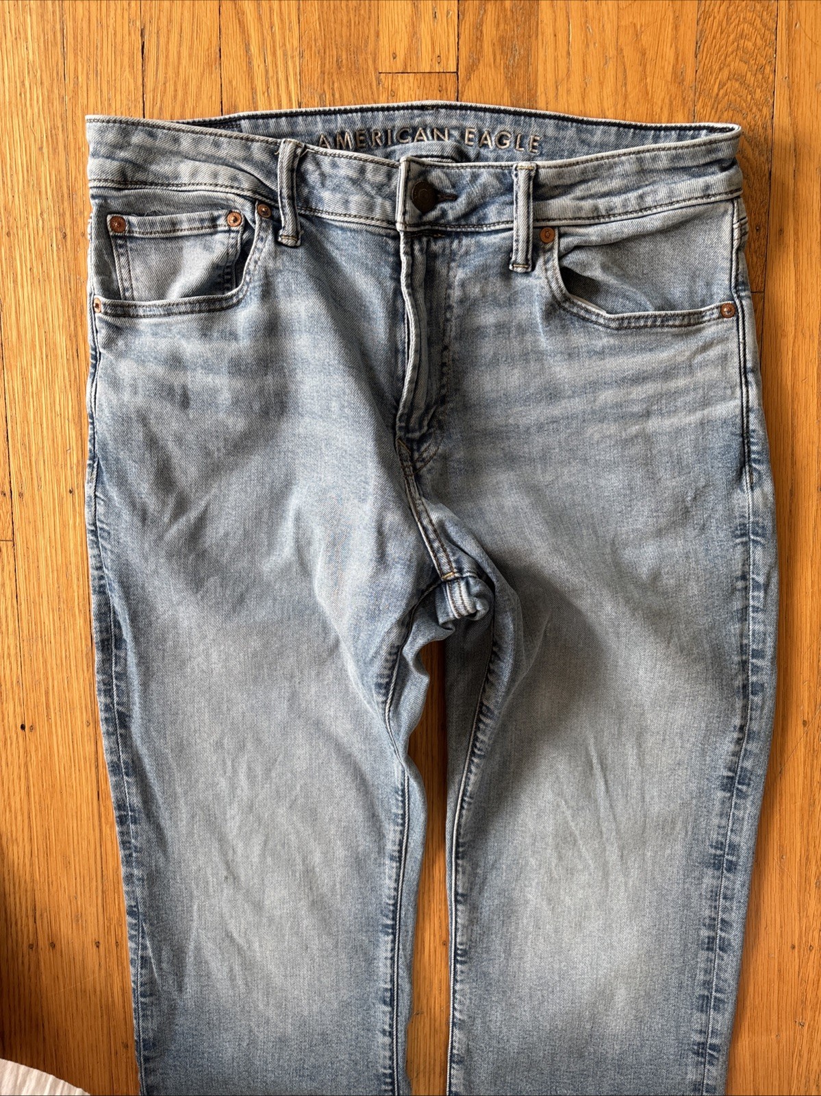 American Eagle Airflex+ Stretch Men’s Original Straight Jeans Medium Wash 34×32