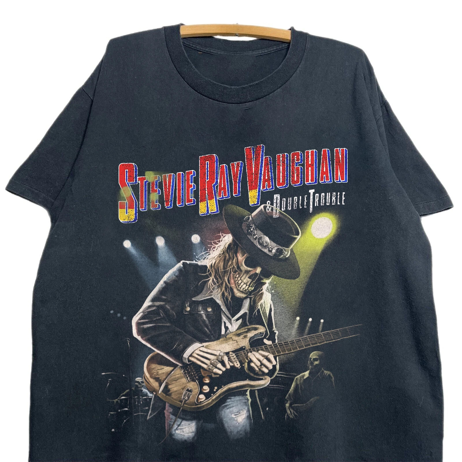Stevie Ray Vaughan Double Trouble Cotton Black All Size T Shirt BT972