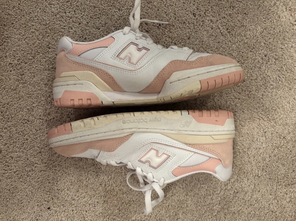 New Balance 550 Women’s Sneaker US 7 White/Pink Low Top Lace Up