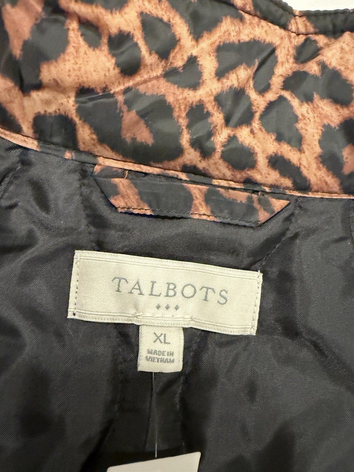 Talbots REVERSIBLE QUILTED VEST – LEOPARD / BLACK Size XL NWT ($145 MSRP)