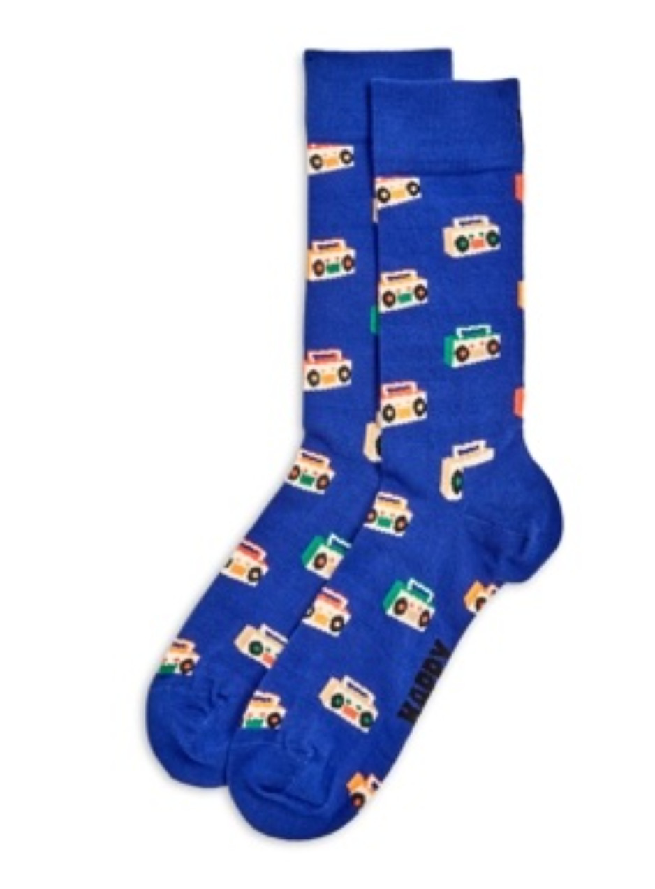 Happy Socks Men Boom Box Crew Socks Blue Fits Shoe Size 8-14