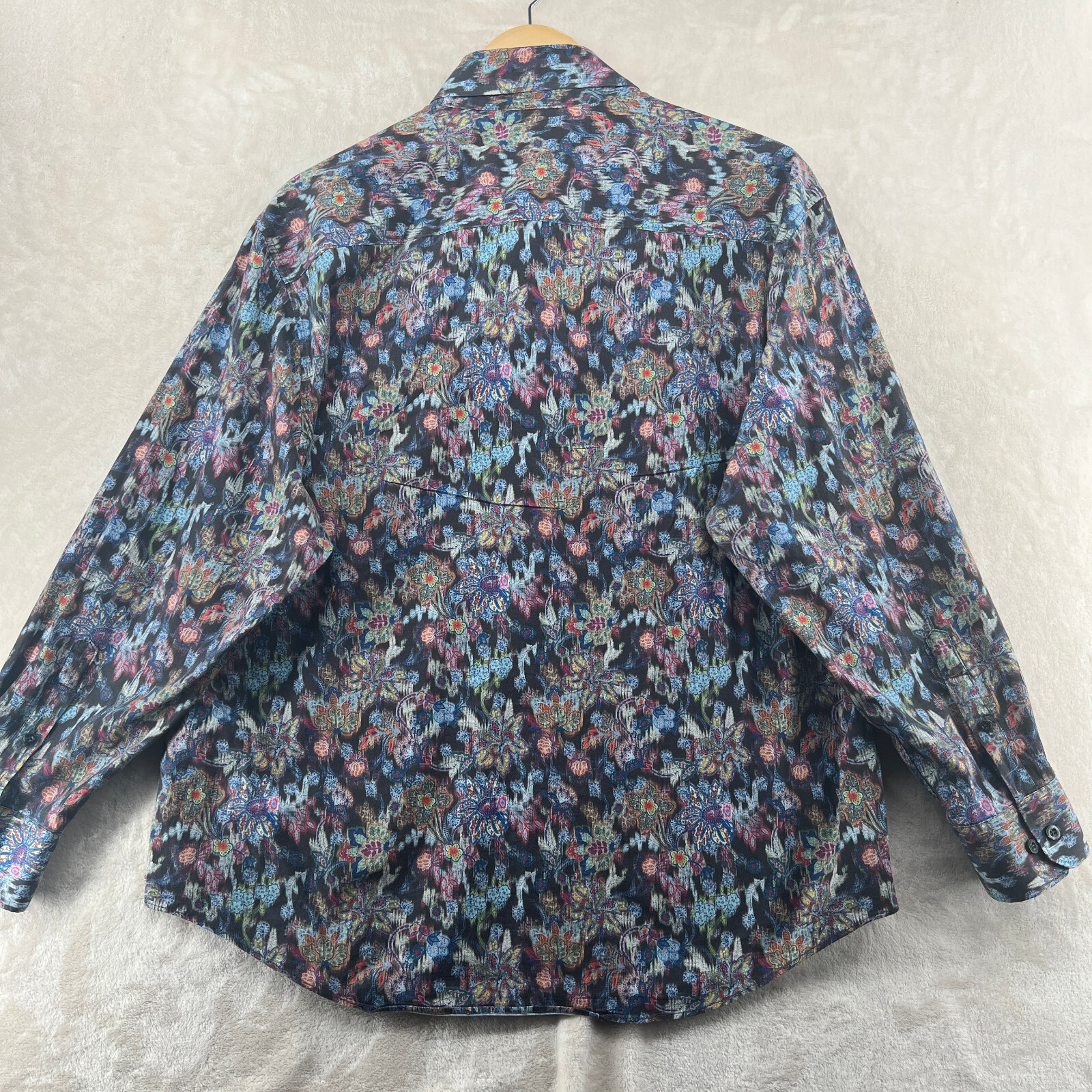 Tallia Men’s Size XL Floral Stretch Cotton Long Sleeve Flip Cuffs Casual Shirt