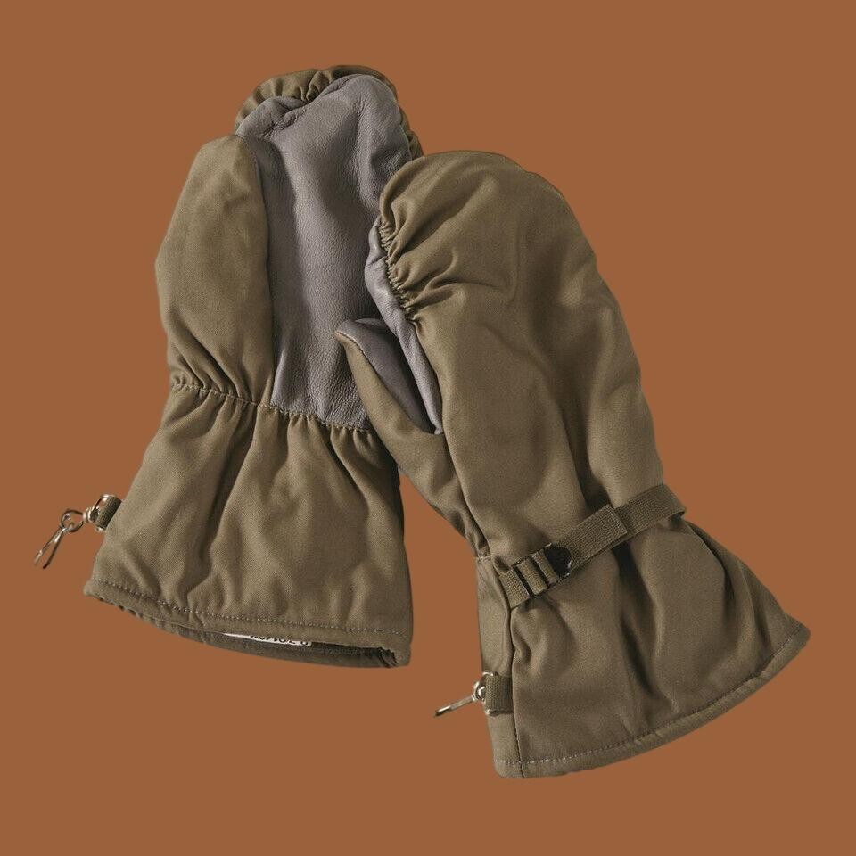 GERMAN MILITARY LINED MITTENS ARMY COLD WEATHER LEATHER PALMS SURPLUS