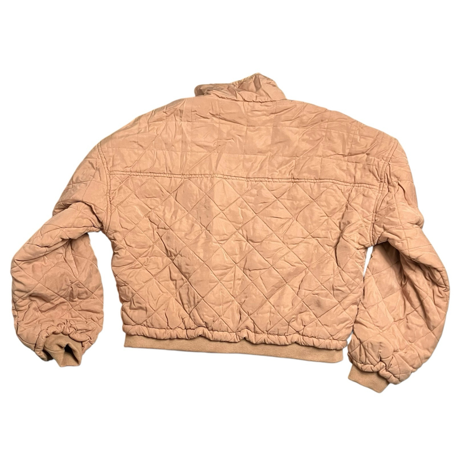 Blank NYC Jacket Womens XS Peach Quilted Cropped Zip Spring Bomber