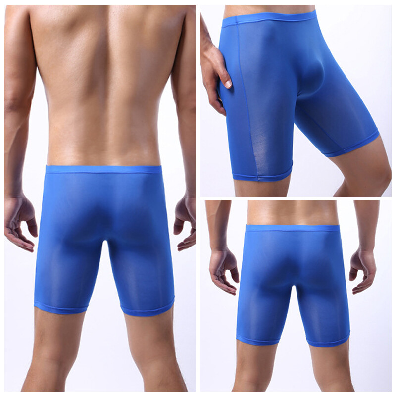 Men Trunks Underwear Boxer Briefs Ice Silk Seamless Sexy Shorts Long Underpants❤