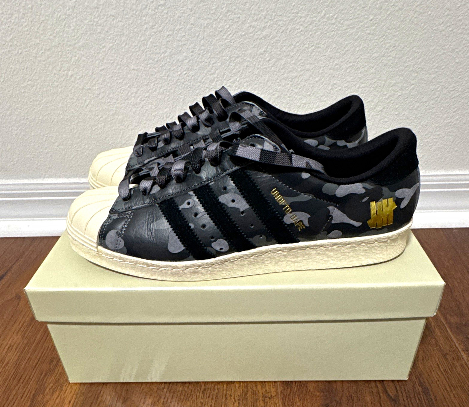 adidas Superstar 80V UNDFTD x BAPE Black Camo Sneaker S74774/ US Men 9.5