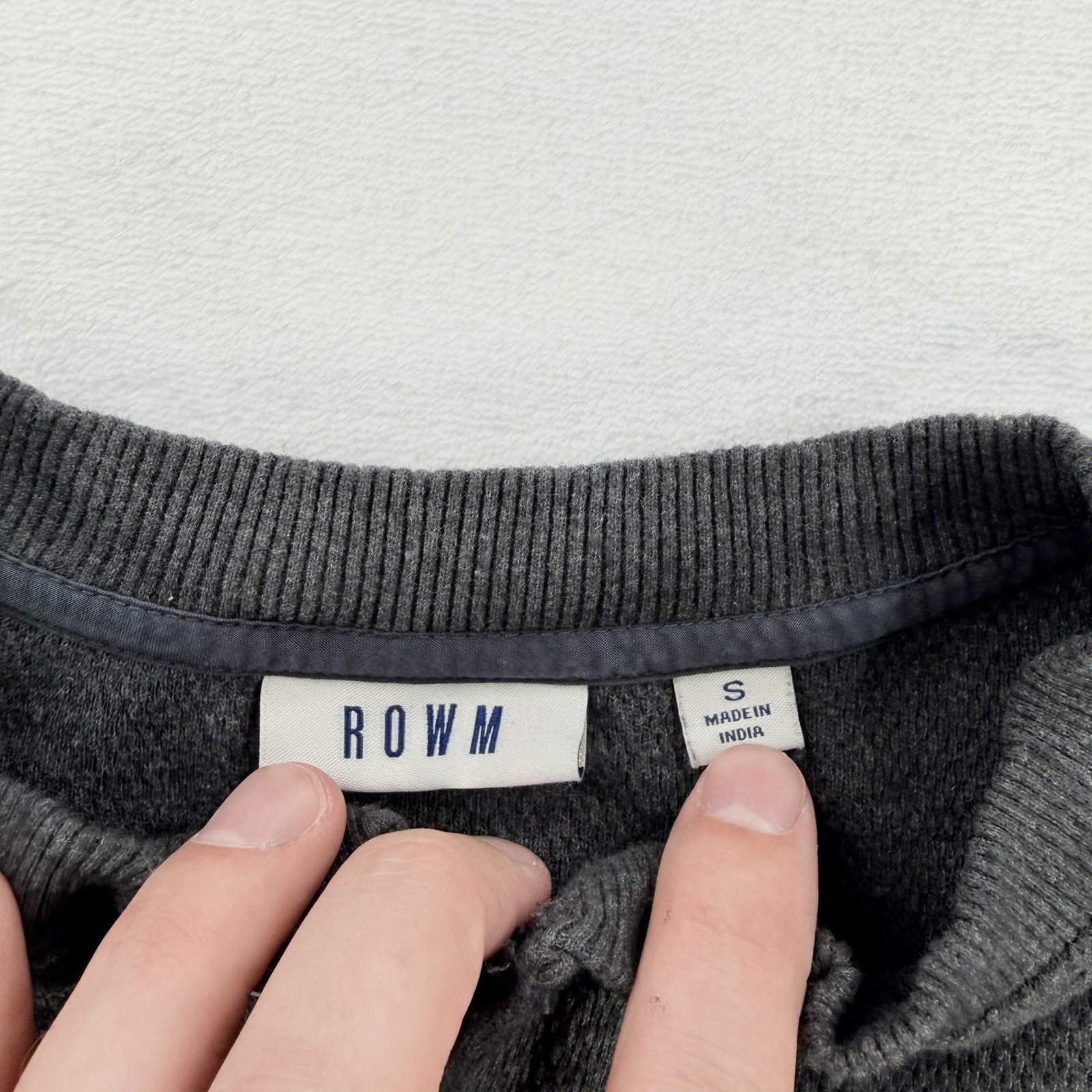 ROWM Shirt Mens Small Gray Thermal Henley Long Sleeve Waffle Knit Cotton