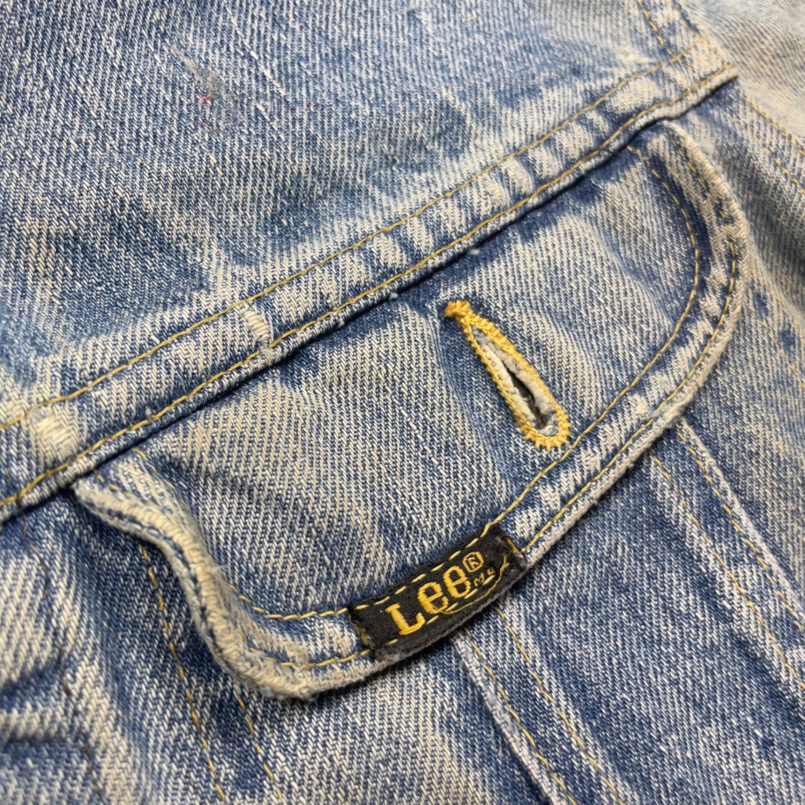 VTG 70s Lee Riders 101-J Cowboy Denim Jacket USA Faded Distressed Union M 19×20