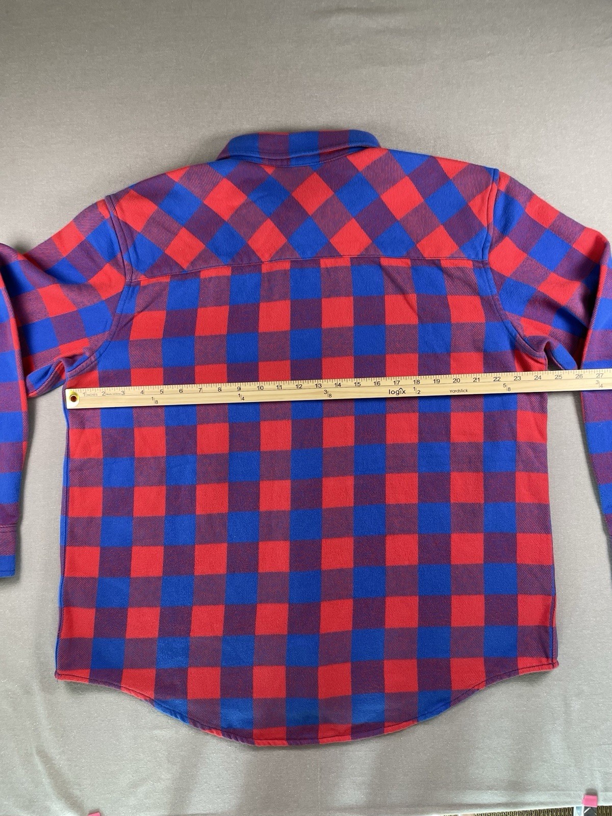 Aritzia TNA Radcliff Flannel Shirt Oversized Red Blue Buffalo Check M