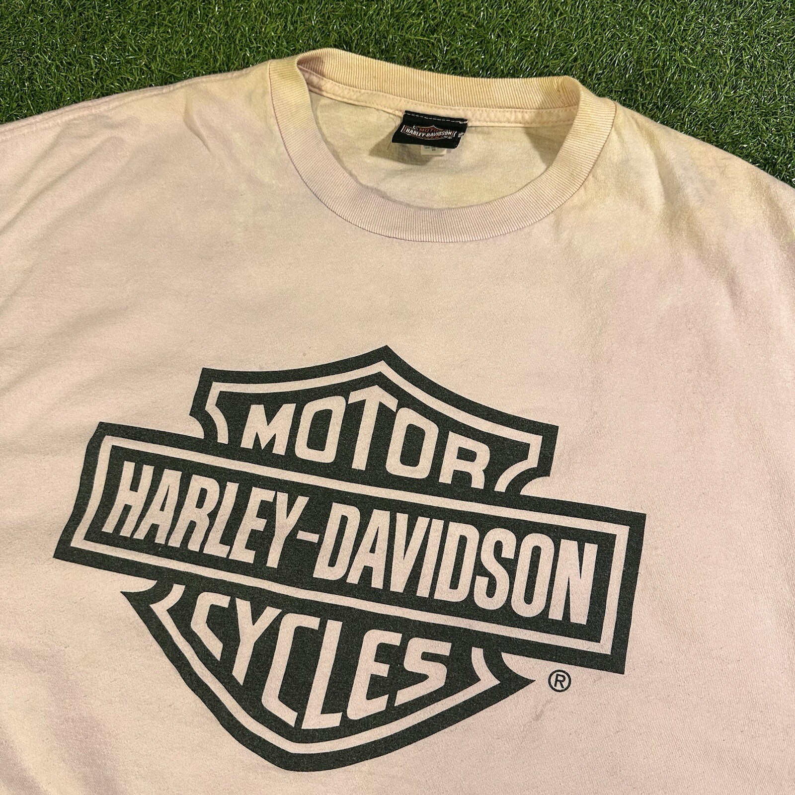 VTG Harley Davidson Tshirt 2XL Pink Big Center Logo Goth Grunge Emo Biker Y2K