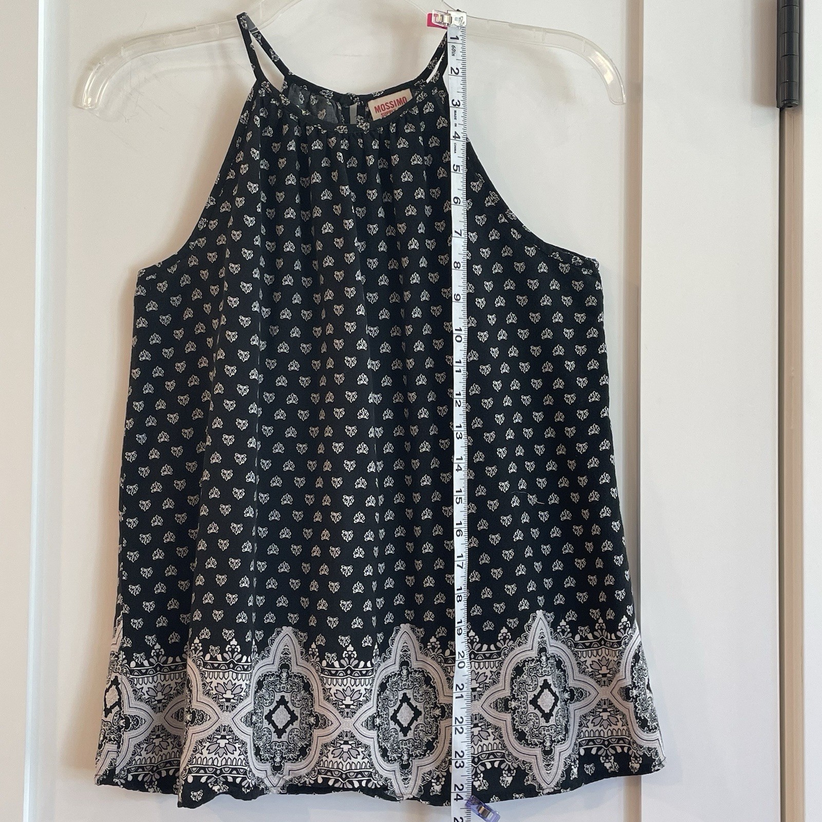 MOSSIMO Boho Paisley Floral Camisole Cami Tank Top High-Neck Small Black White