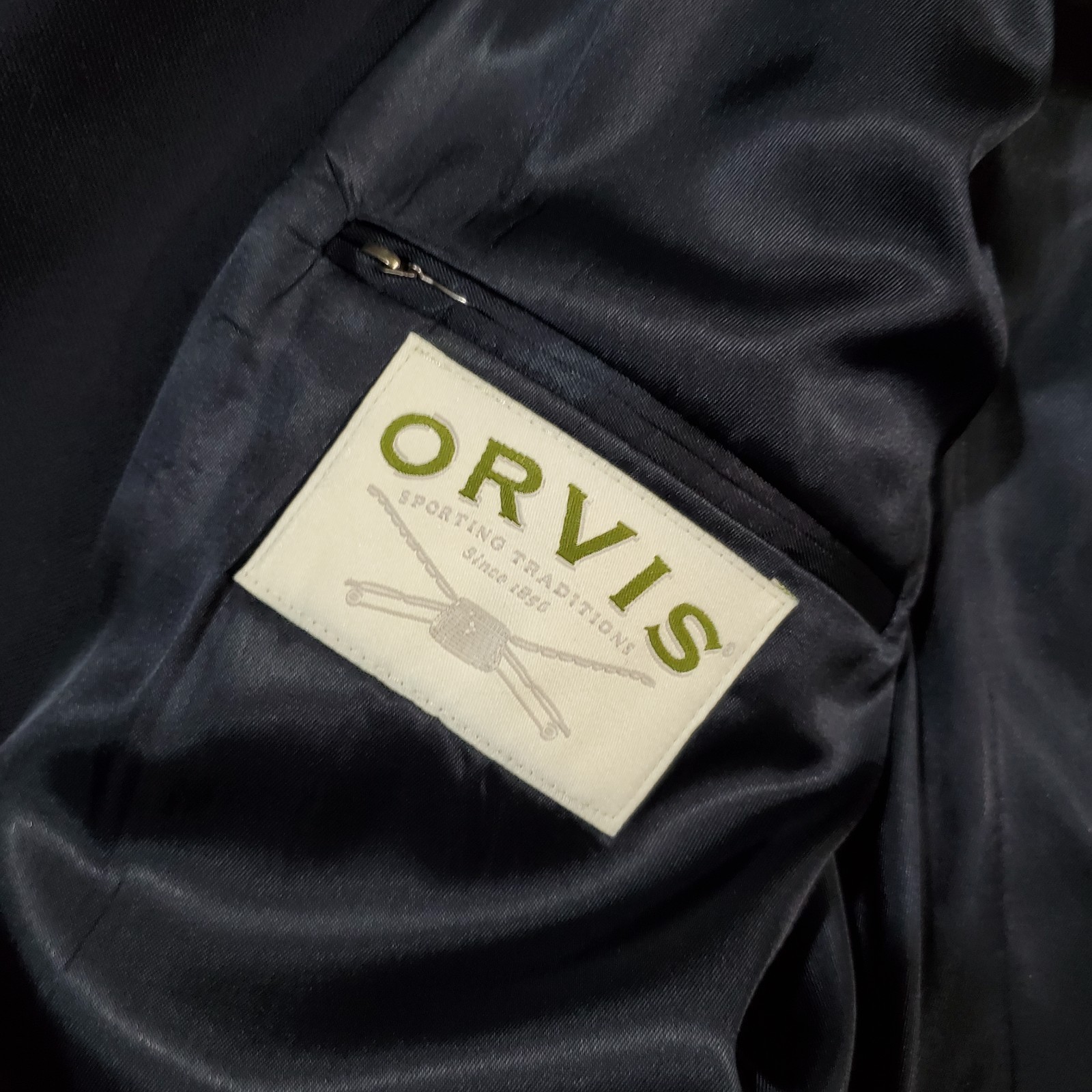 Orvis Blazer Sport Coat Jacket Mens 42R Blue Gold Buttons Worsted Wool Traveler