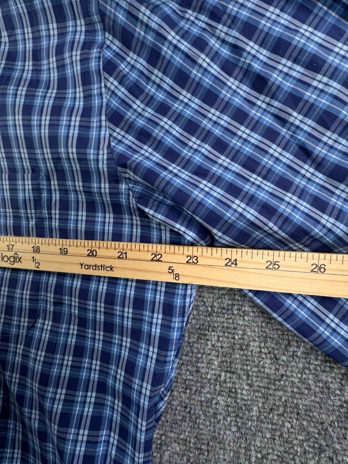Peter Millar Blue Plaid Long Sleeve Button Up Shirt Men Large Cotton Nylon Span