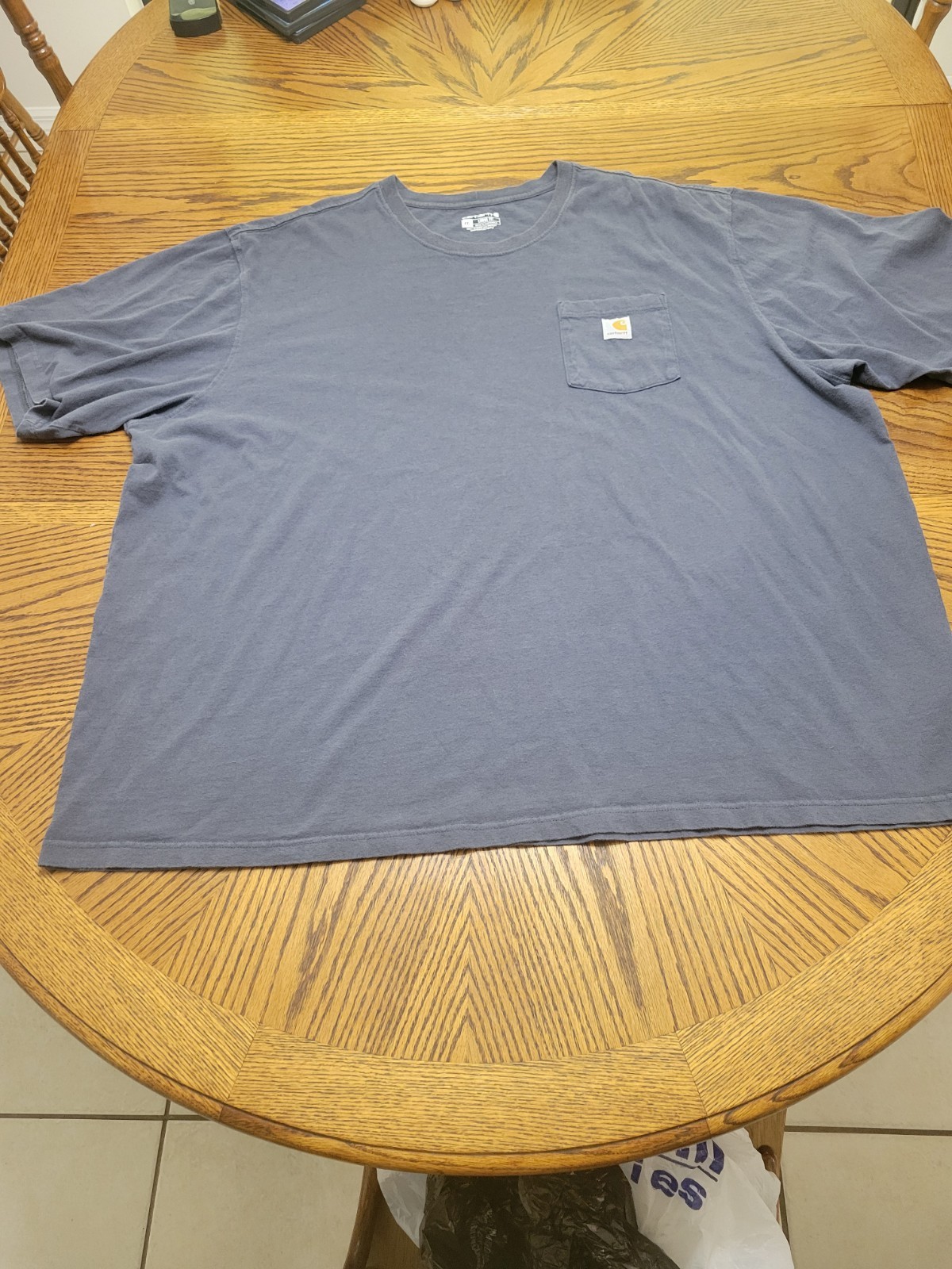 Carhartt K87 Mens 4XL Loose Fit Short Sleeve Pocket T Shirt Slate Blue Workwear