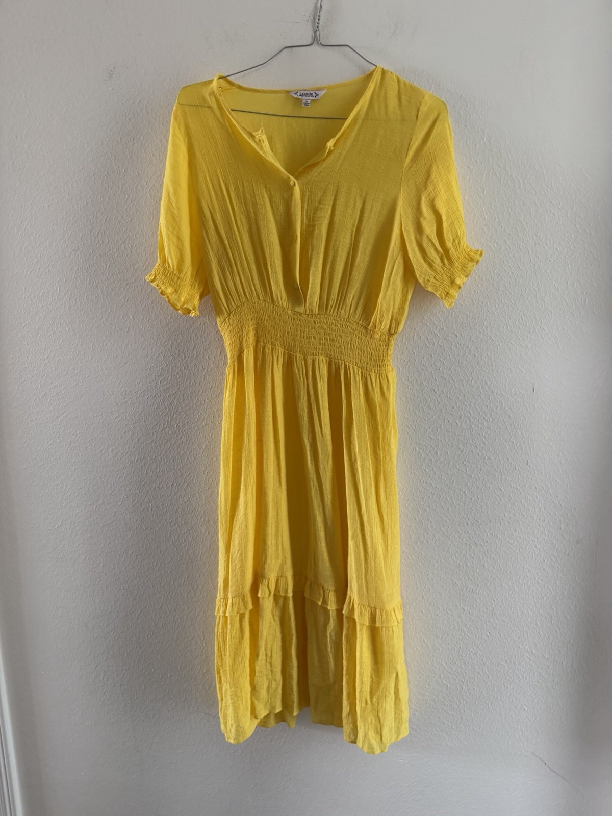 Nanette Lepore dress Womens Caribbean Texture sun Dress Size 10 Yellow no lining