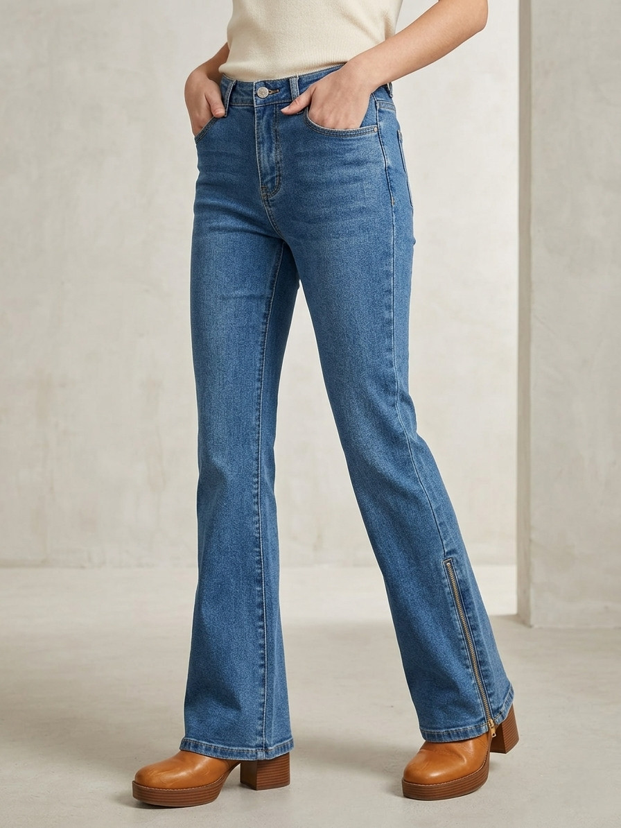 Zipper-Hem Bootcut Jeans Blue, 2 Styles, Samples, Size 27 The Noli Shop