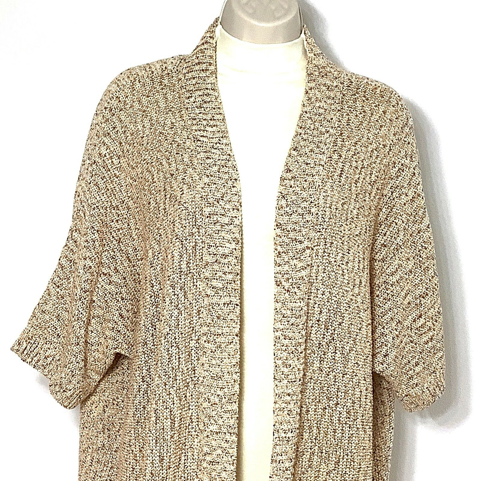 NEW Lane Bryant Open Front Cardigan Sweater Womens Sz 14/16 Gold Tan Brown Beige