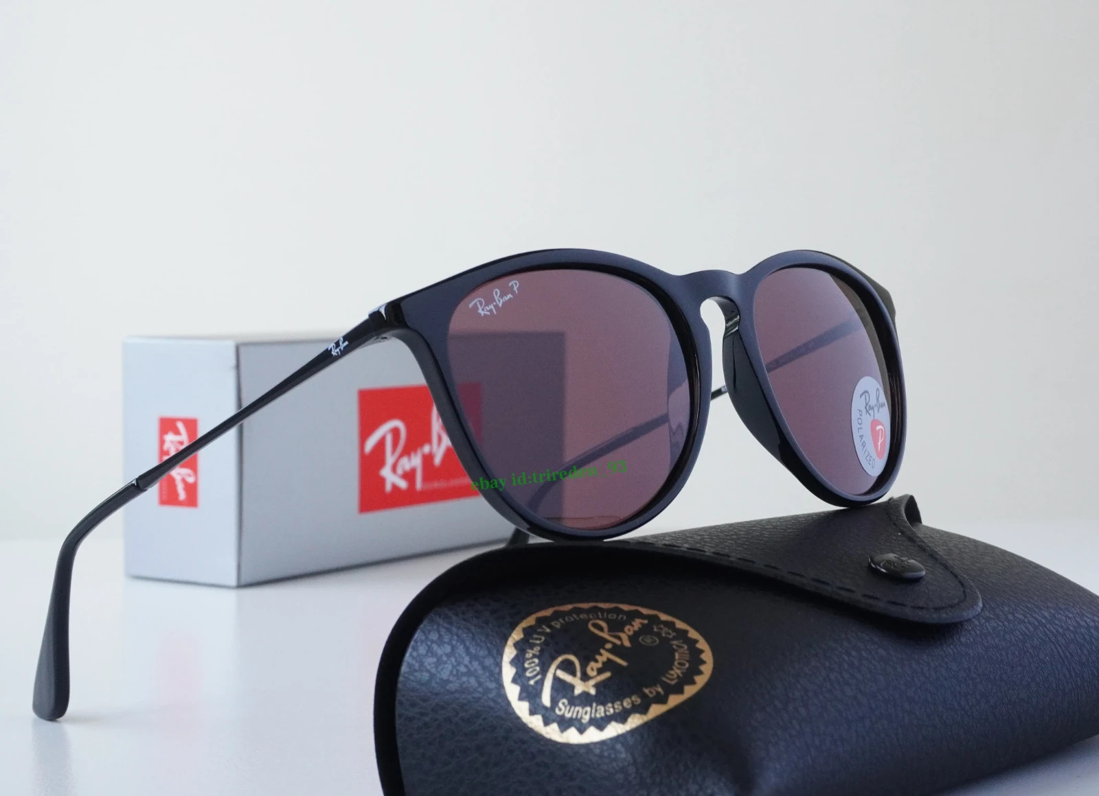 Ray-Ban Erika RB4171 601/5Q Polarized Sunglasses Lens Purple / Black Frames 54MM