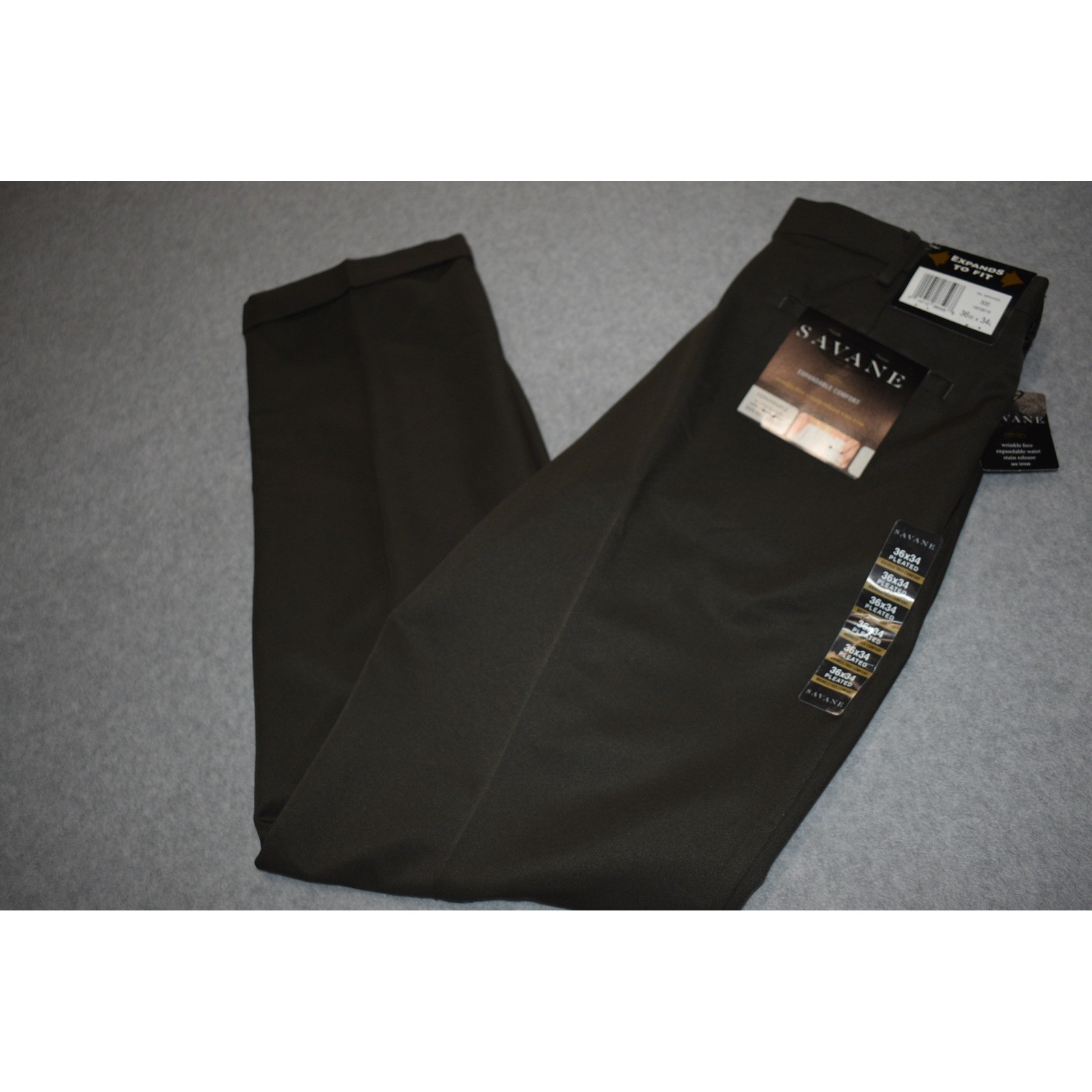 Savane Dress Pants Mens 36×34 Artichoke Green Double Pleated Comfort NEW