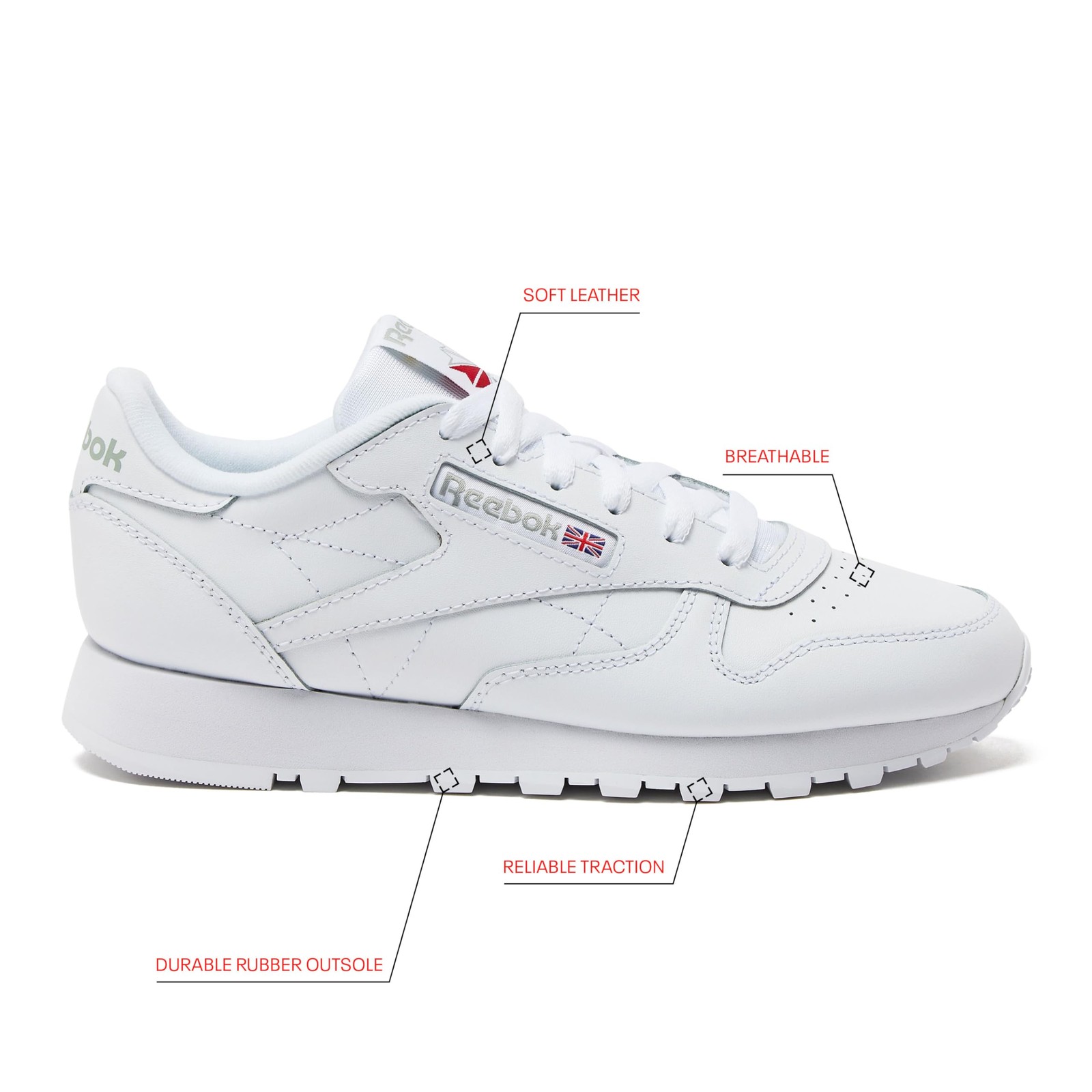 Reebok Unisex Classic Leather Running Sneaker GY0957 White ALL SIZES