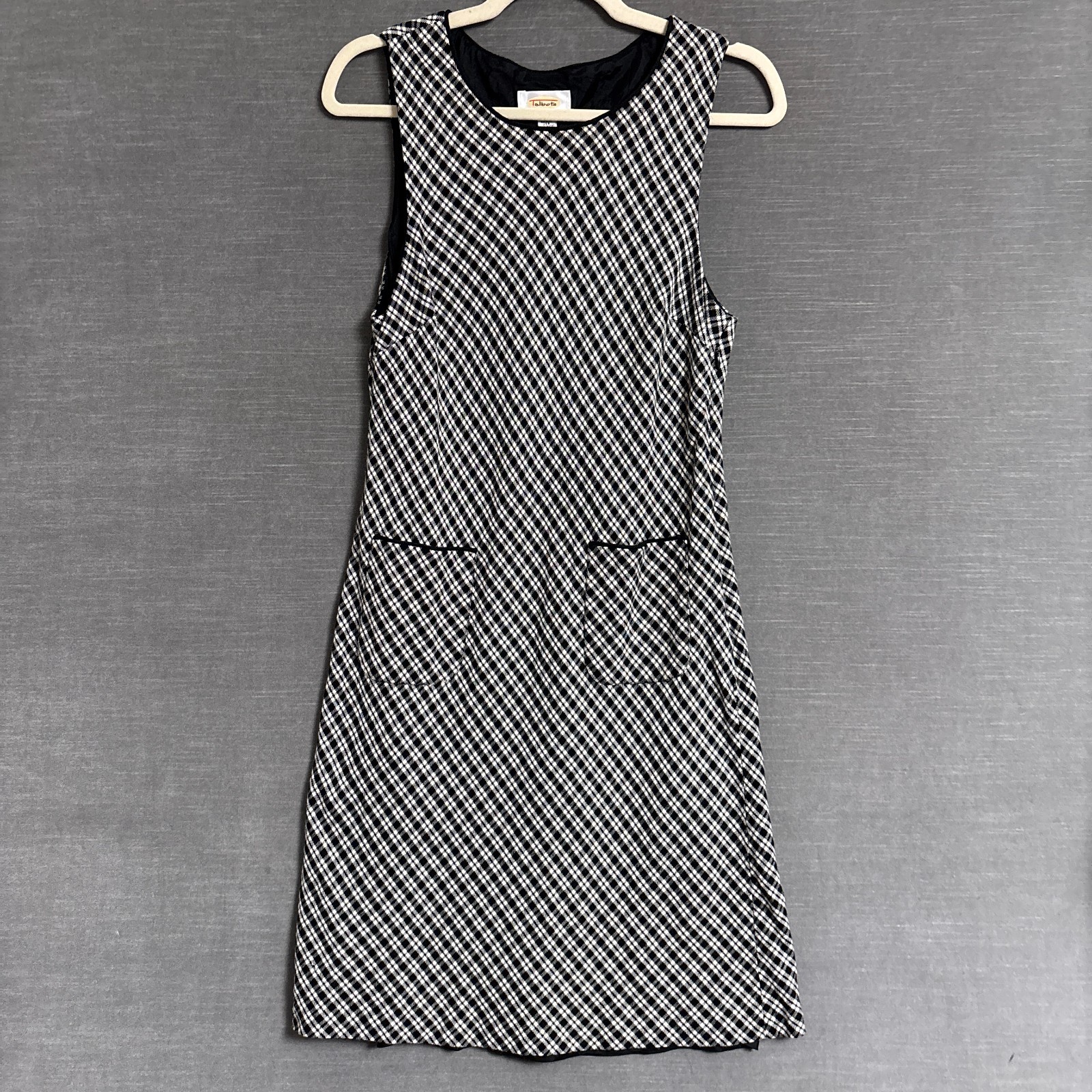 Vintage Talbots Dress 8 Black Plaid Sheath Wool 90s y2k Preppy Academia USA Made