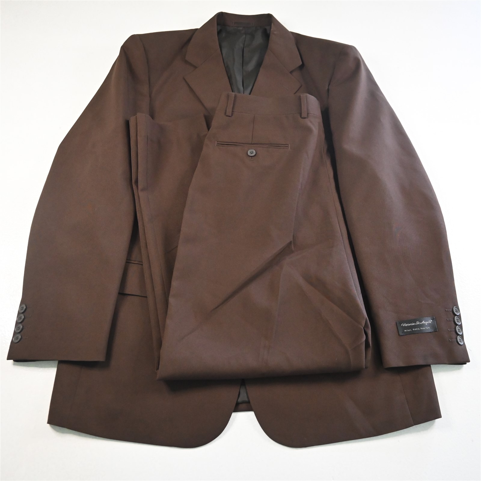 NEW Vittorio St Angelo 42L 34×30 Brown Mens Jacket Pants Suit
