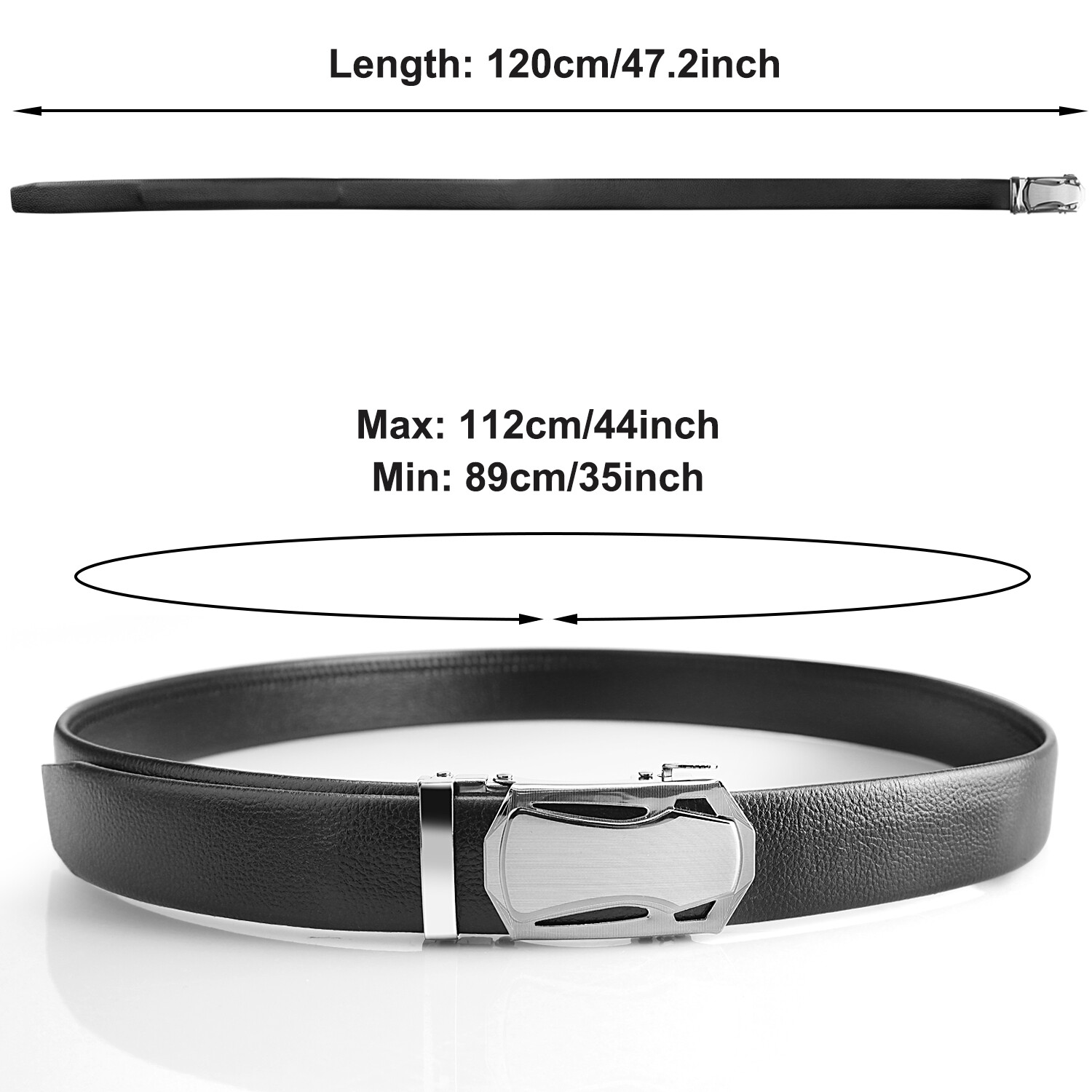 Causal Leather Men’s Ratchet Belts For Men Adjustable Automatic Buckle 120cm/47″