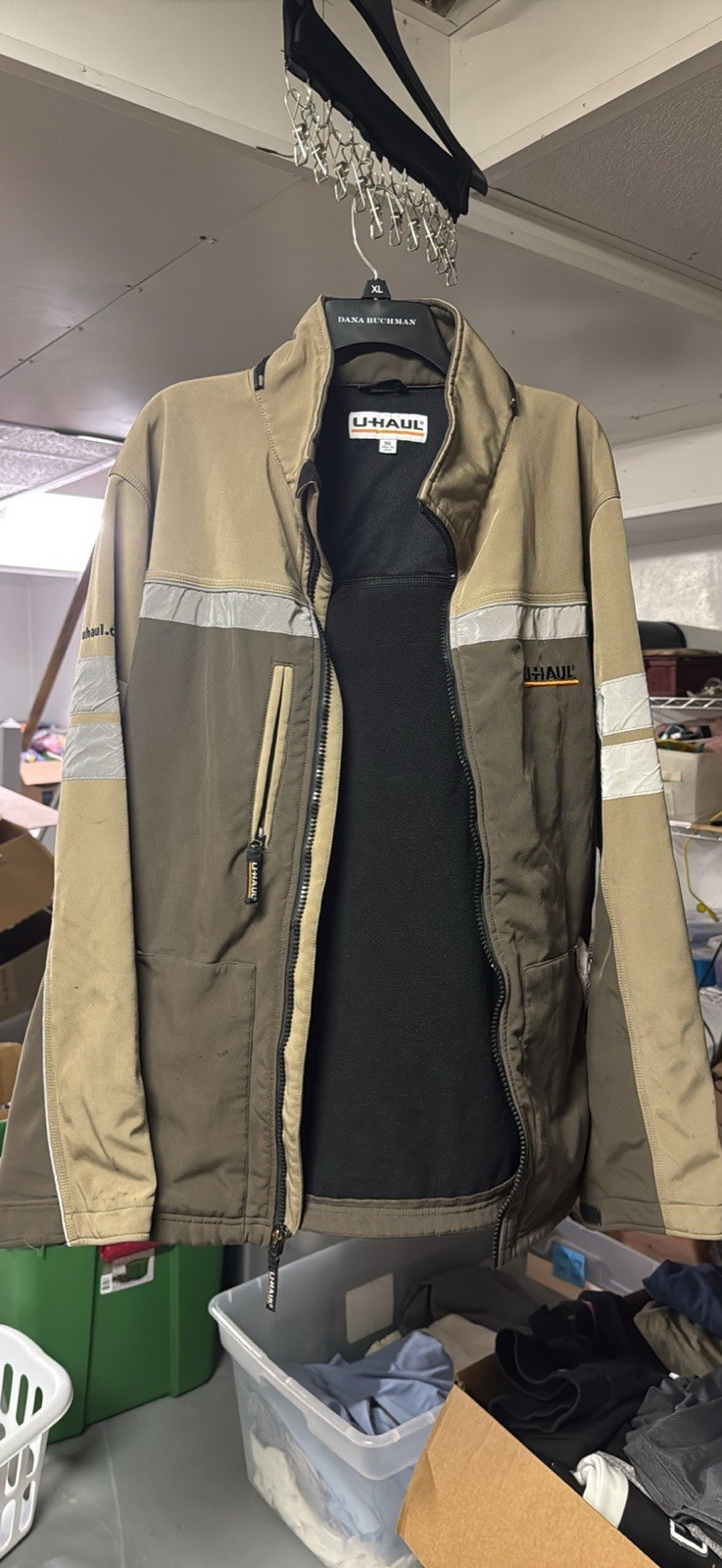 U-Haul Uniform Work Jacket w/ Reflective Stripes, Unisex 3XL Beige/Gray