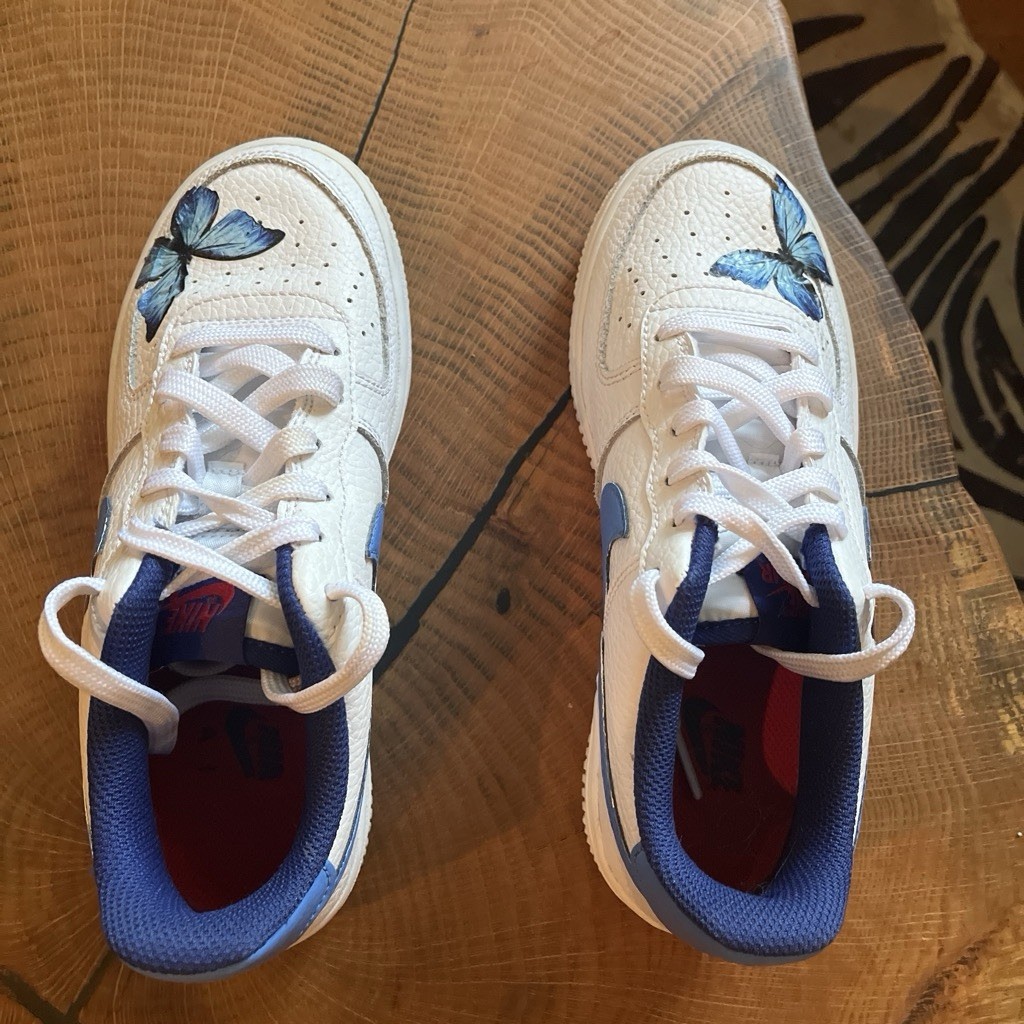 Custom Blue Butterfly Nike AF1 Low Sneakers Women’s Size 5.5/Y4
