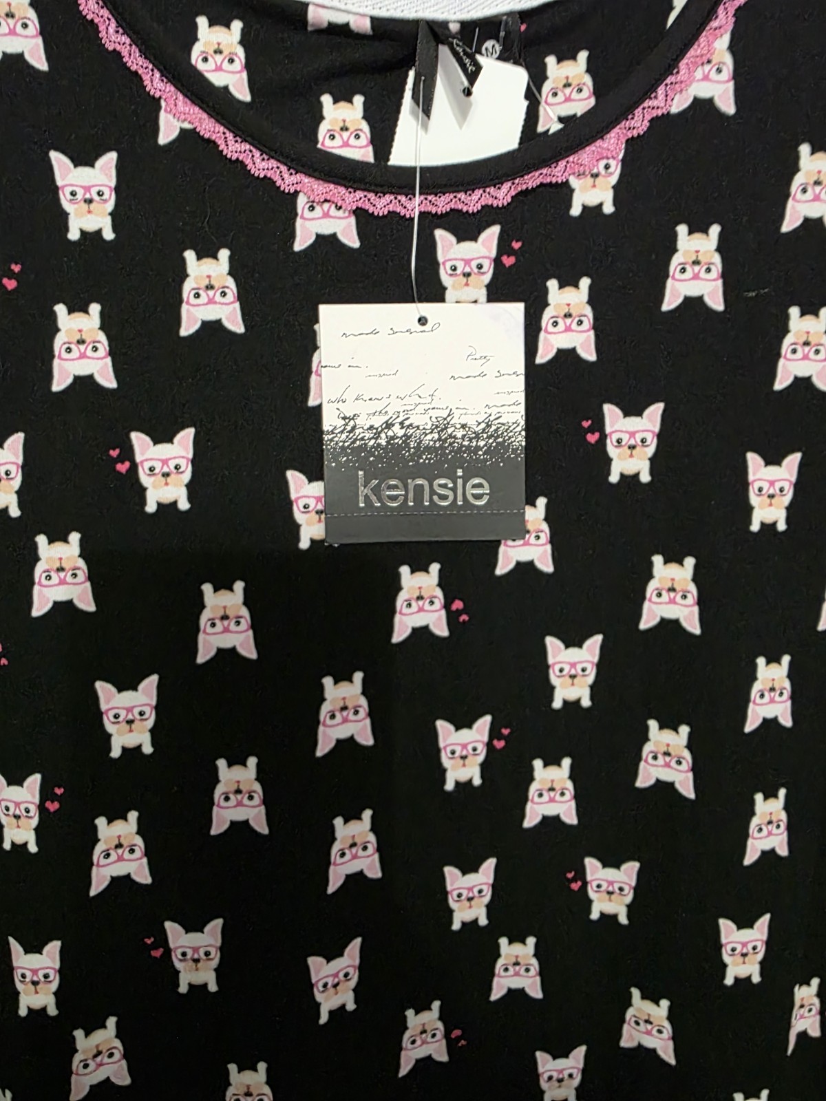 NWT Kensie All Over Frenchie Dog Print Sleep Shirt Nightgown Pajama Women’s M