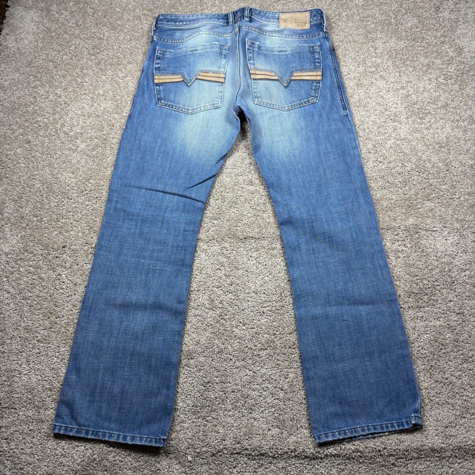 Diesel Zatiny 008AT Mens Regular Bootcut Jeans Blue Denim 31×30 Made in Italy