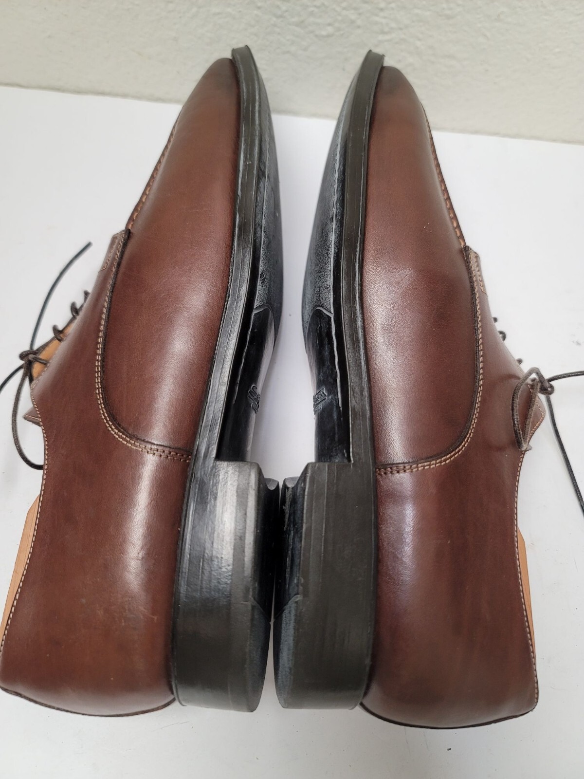 Santoni Men’s Oxfords Brown Leather Lace-Up Dress Shoes Size 8.5 EE