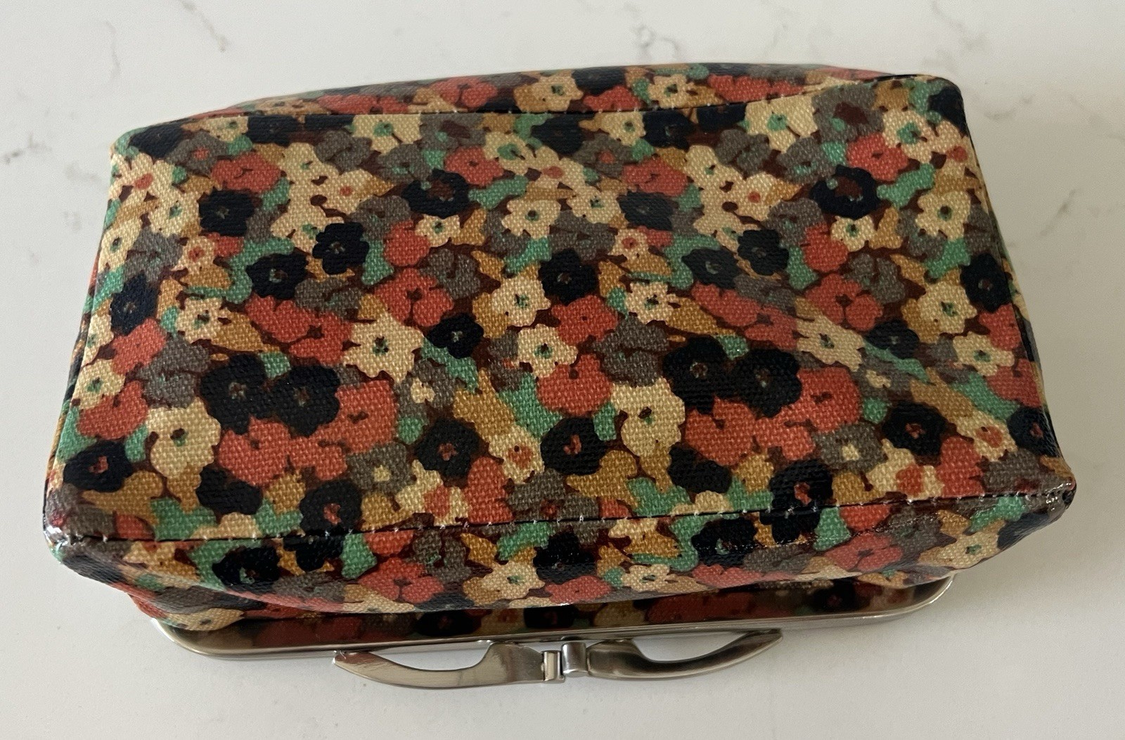 Fossil Retro Key-Per Cosmetic Bag Floral Coated Canvas Travel Bag