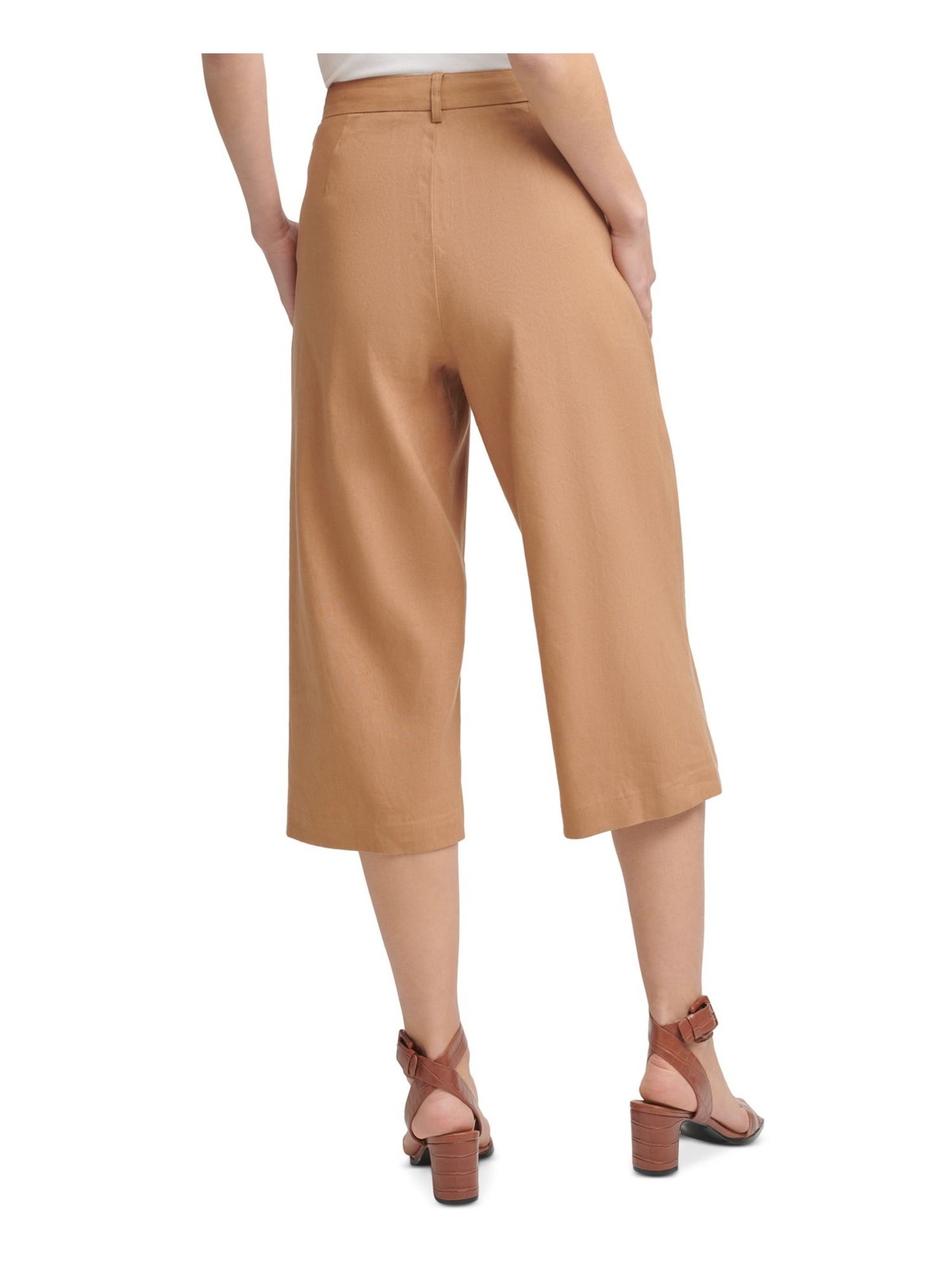 CALVIN KLEIN Womens Beige Zippered Cropped Wear To Work Wide Leg Pants 12