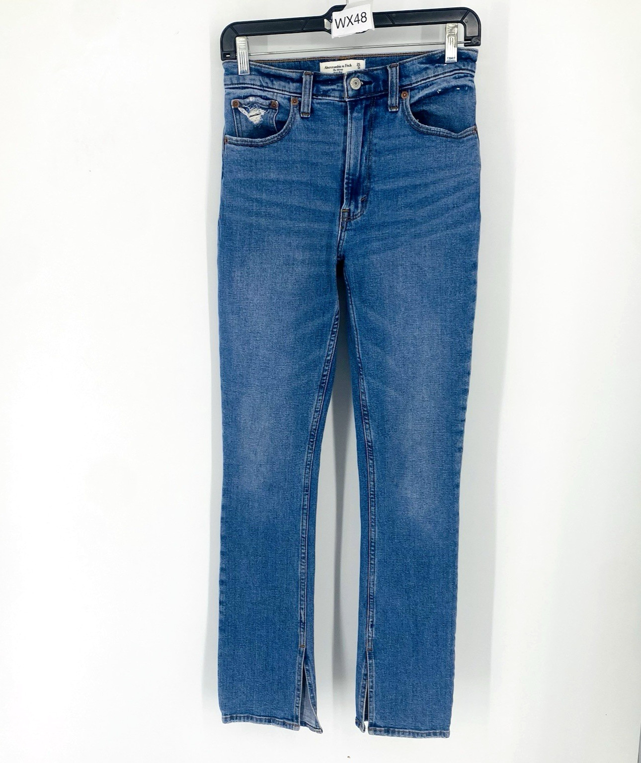 Abercrombie & Fitch The Skinny High Rise Kick Flare Jeans Slit Hem 25/0 Blue